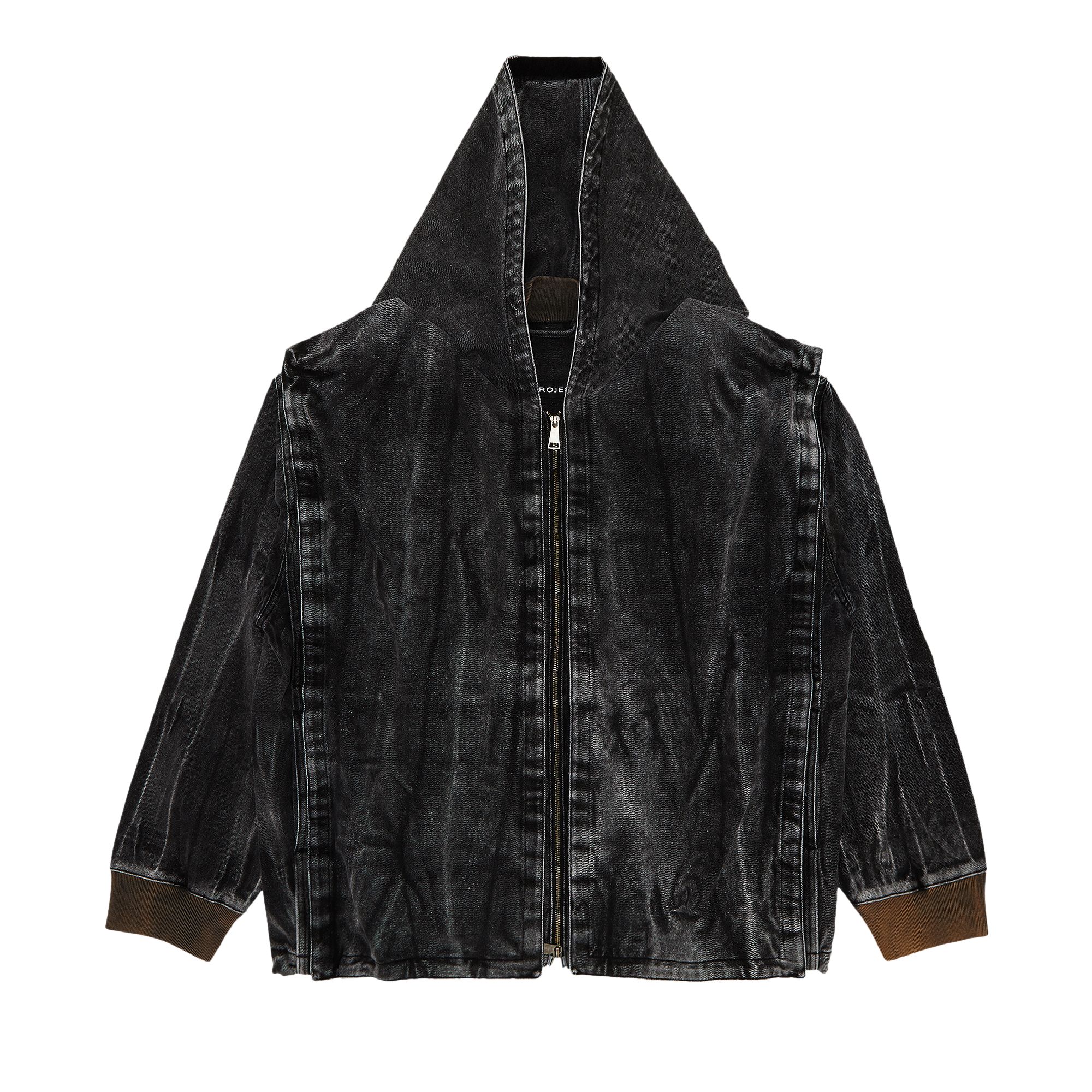 Pre-owned Y/project Velcro Denim Jacket 'black Vertical Whiskers' | Men's Size Xs