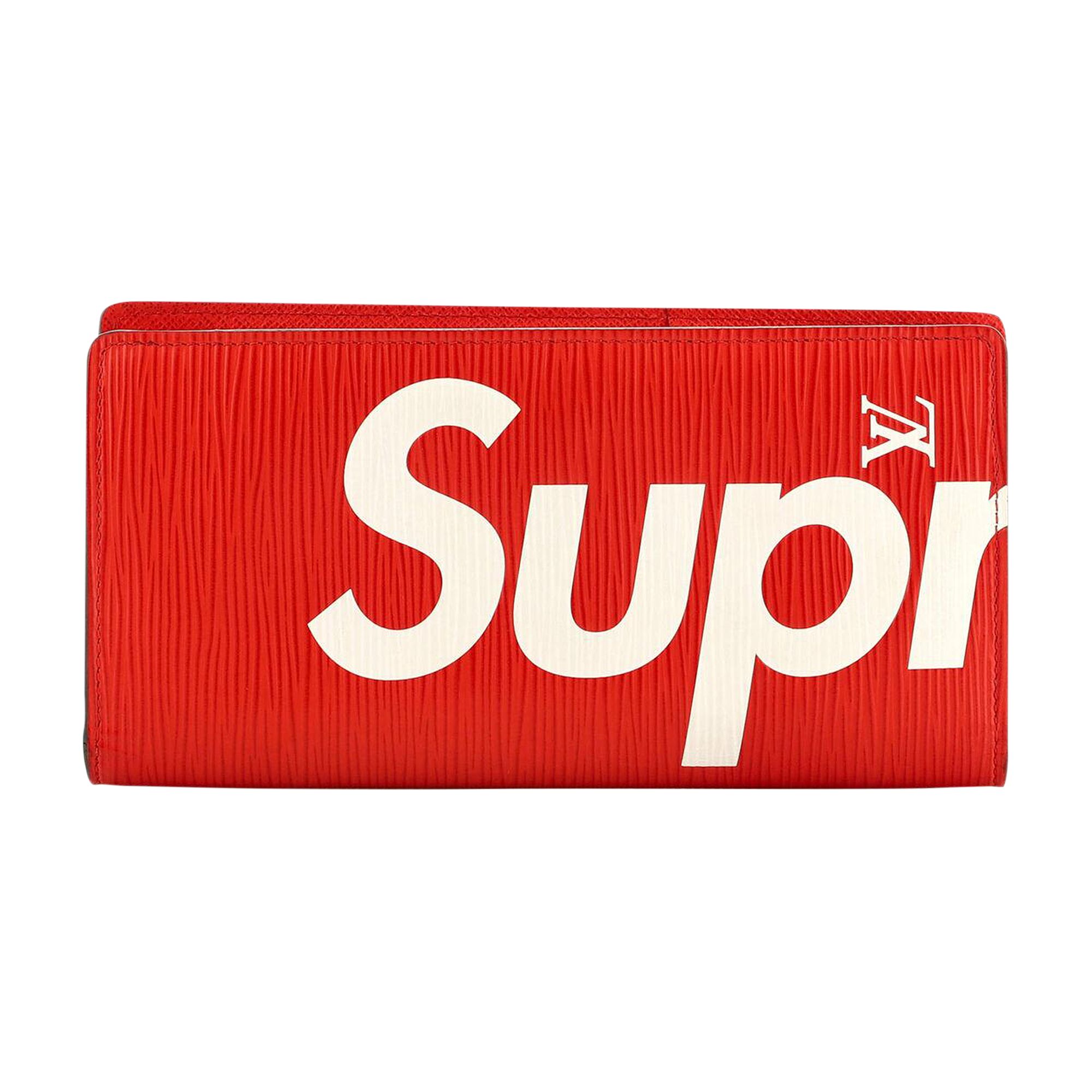 Pre-owned Louis Vuitton X Supreme Brazza Wallet 'red'