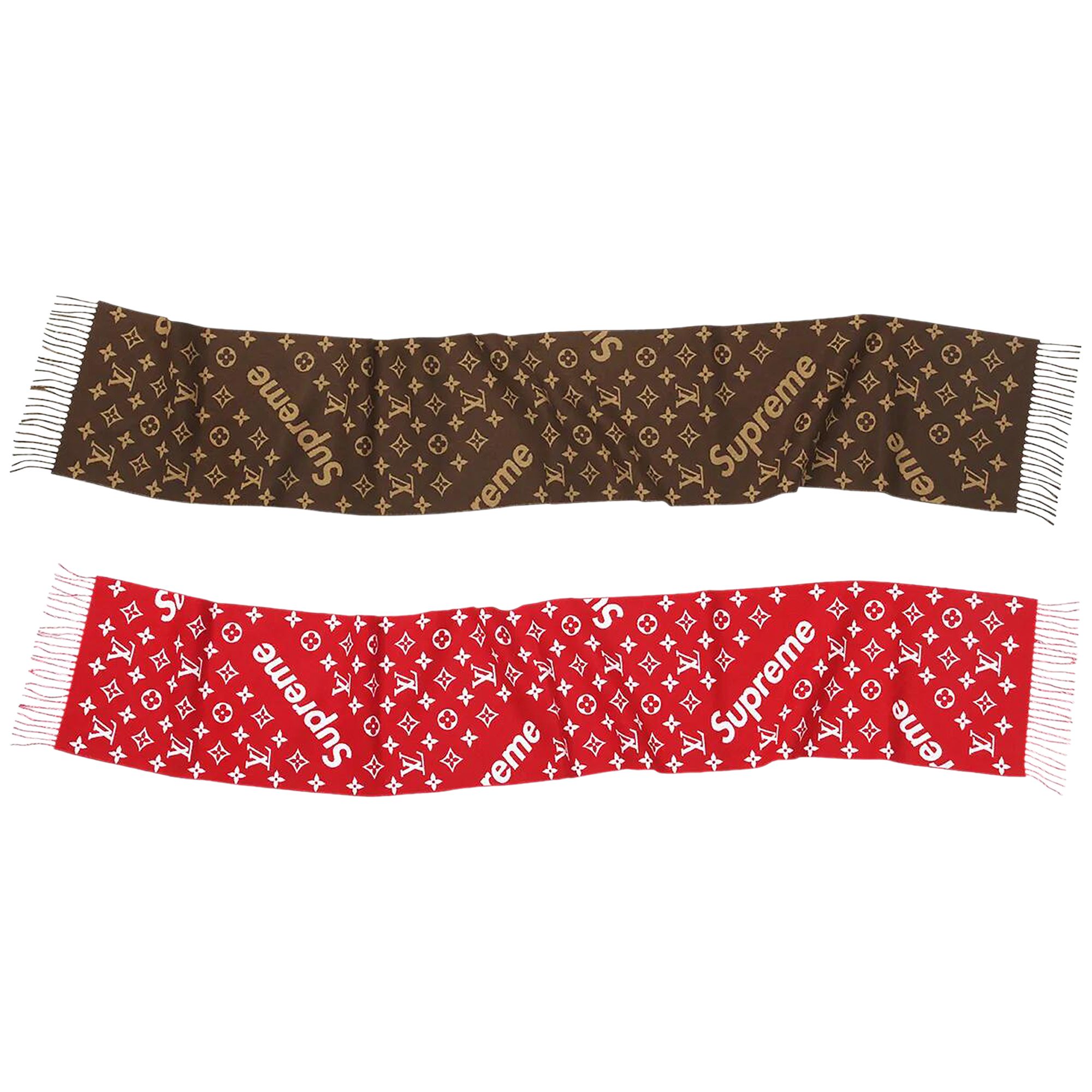 Pre-owned Louis Vuitton X Supreme Monogram Scarf 'brown' | Men's Size Onesize