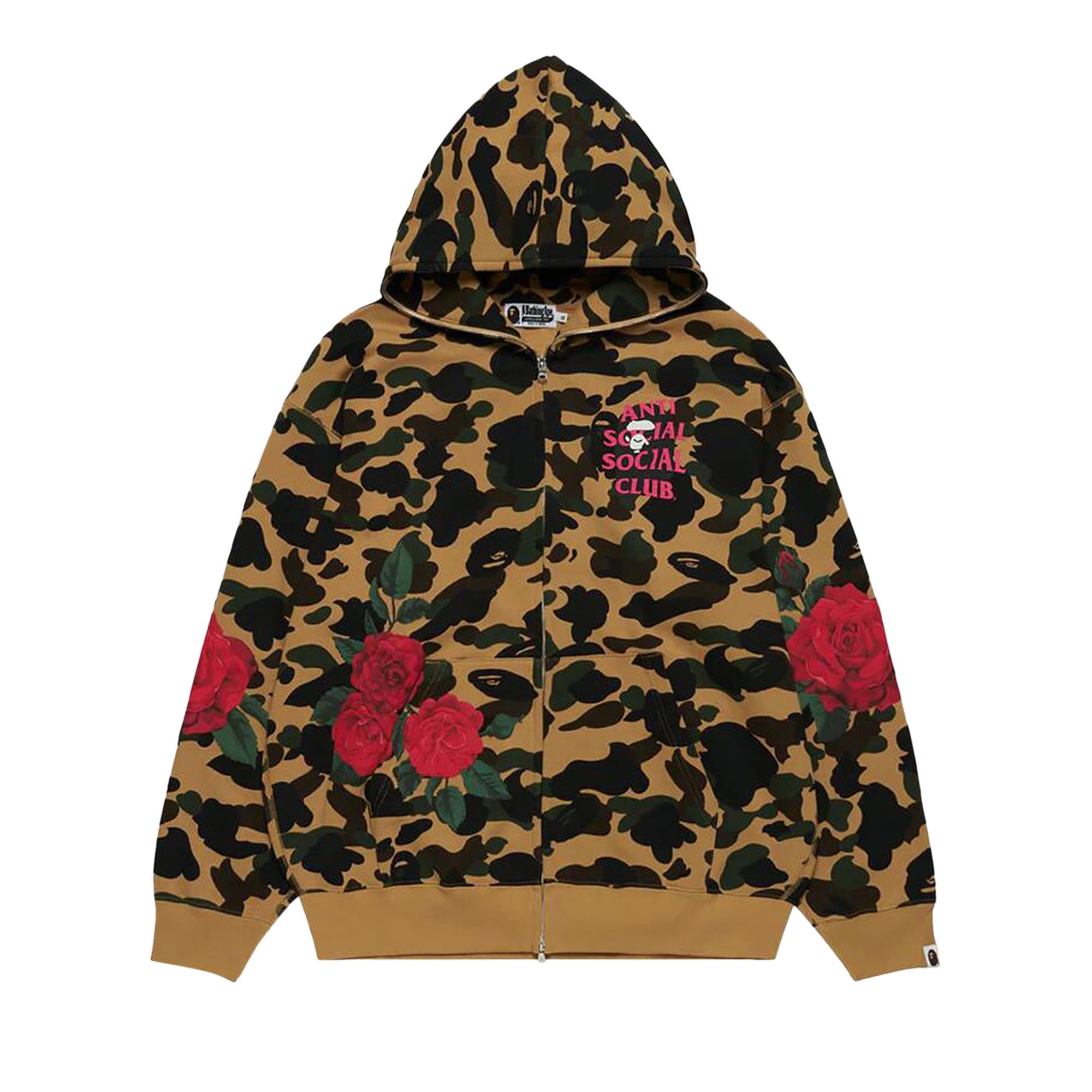 Pre-owned Bape X Anti Social Social Club Full Zip Hoodie 'yellow'