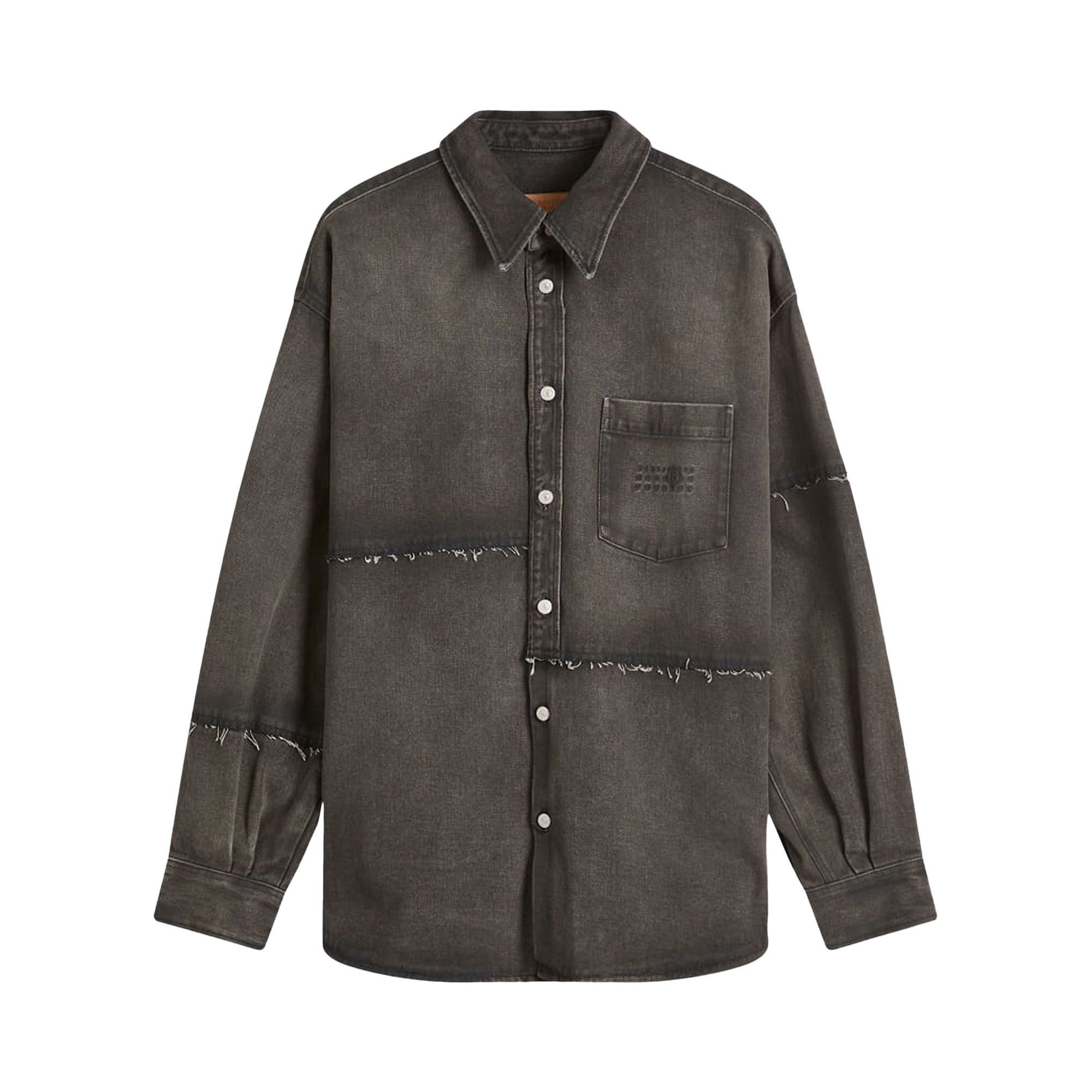 Pre-owned Mm6 Maison Margiela Faded Denim Logo Shirt 'grey' | Men's Size 52
