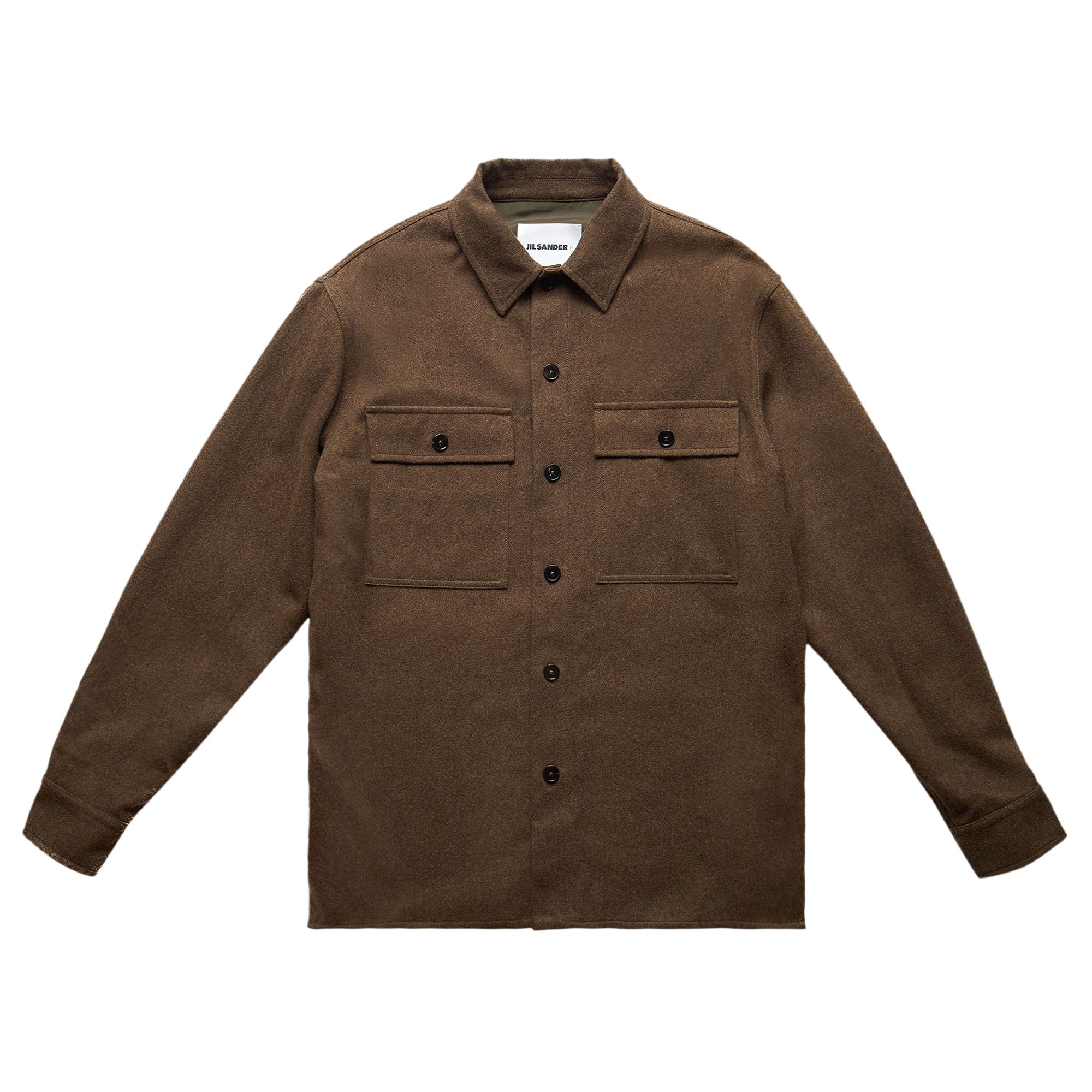 Pre-owned Jil Sander Sustainable Felted Wool Flannel Shirt 'brown' | Men's Size 56