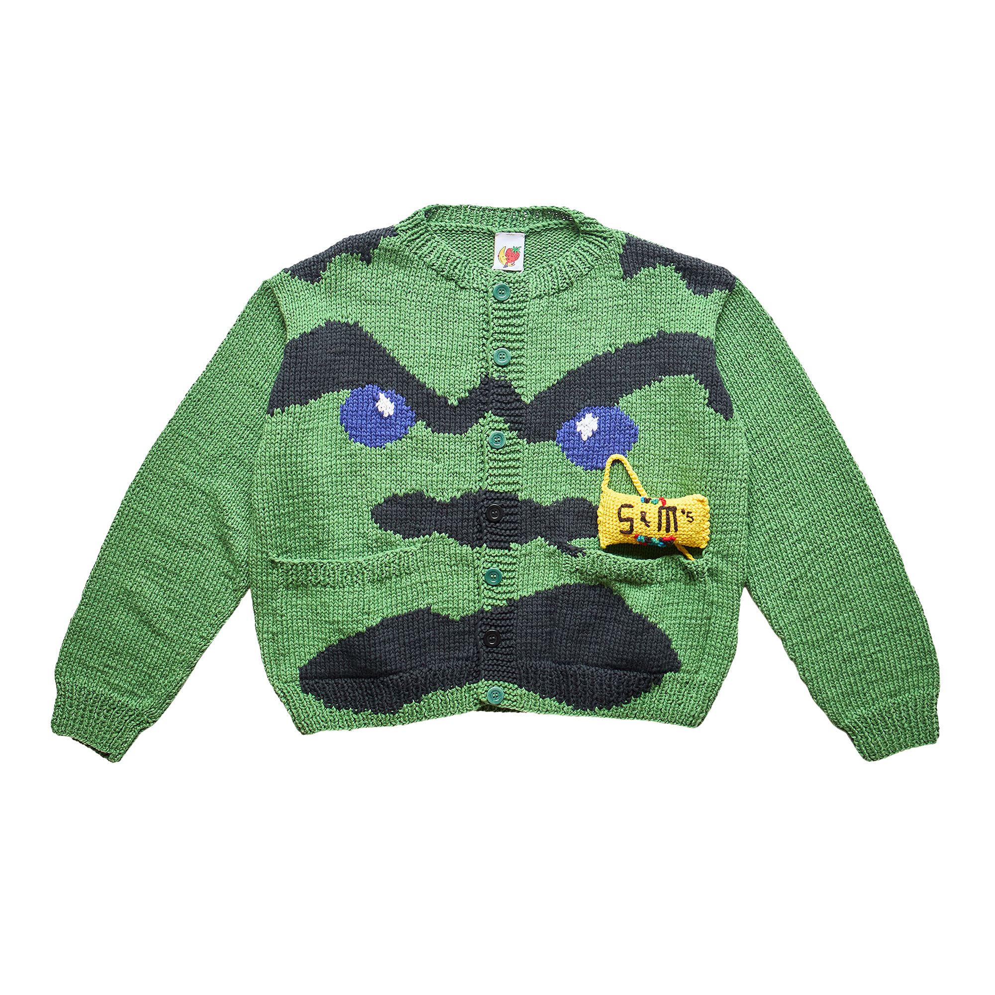 Pre-owned Sky High Farm Workwear Ice Cream Hand Knit Cardigan 'green' | Men's Size Xxl