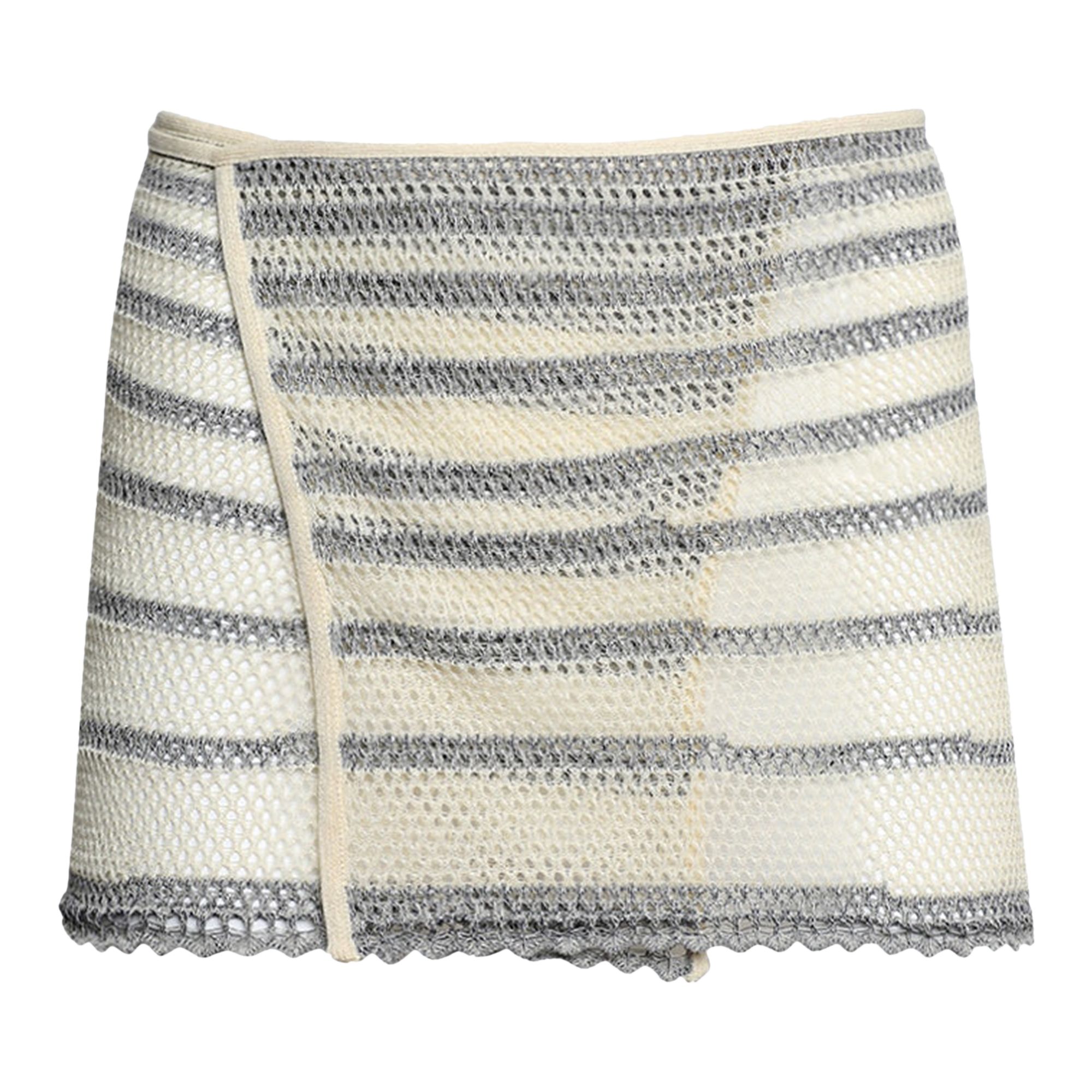 Pre-owned Jean Paul Gaultier X Knwls Mariniere Pointelle Mini Skirt 'ecru/navy' In White