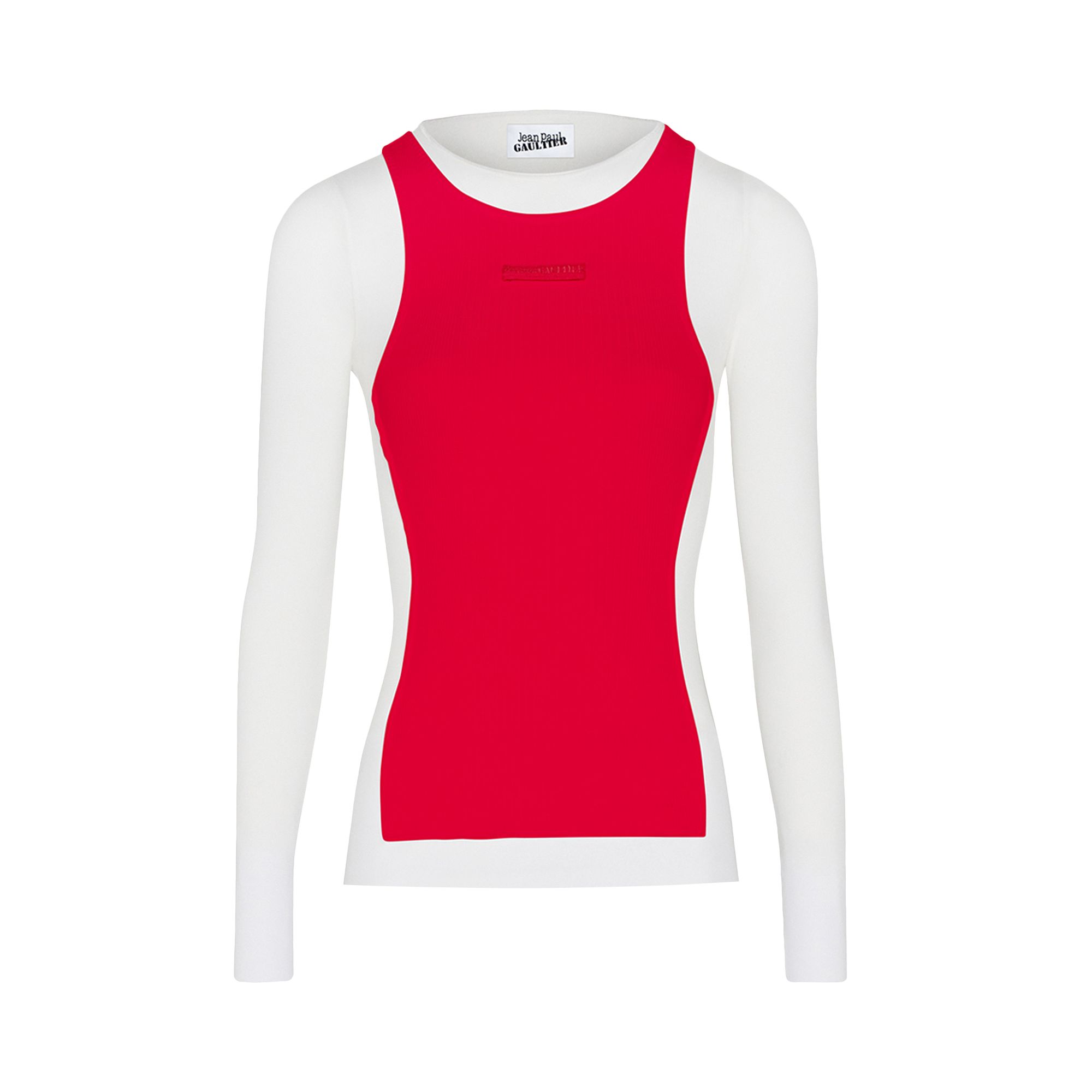 Pre-owned Jean Paul Gaultier Petit Grand Mesh Top 'white/red' | Women's Size L