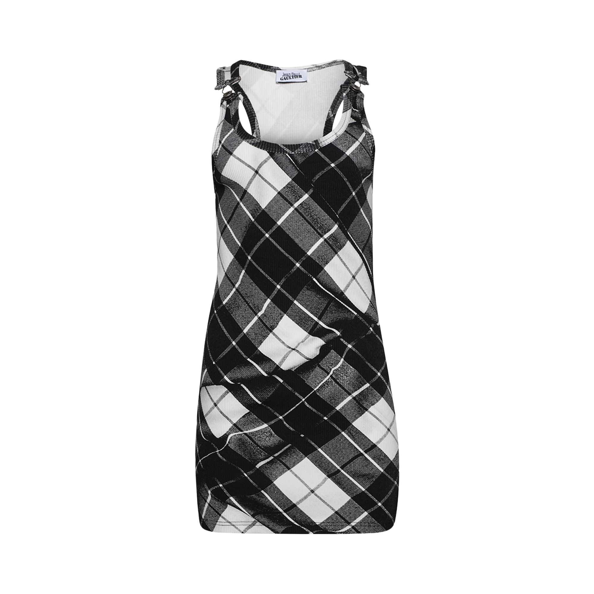 Pre-owned Jean Paul Gaultier Tartan Tank Top Mini Dress 'black/grey/white'