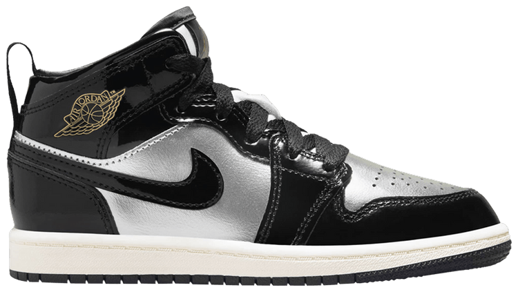 Air Jordan 1 Mid SE PS Black Metallic Silver