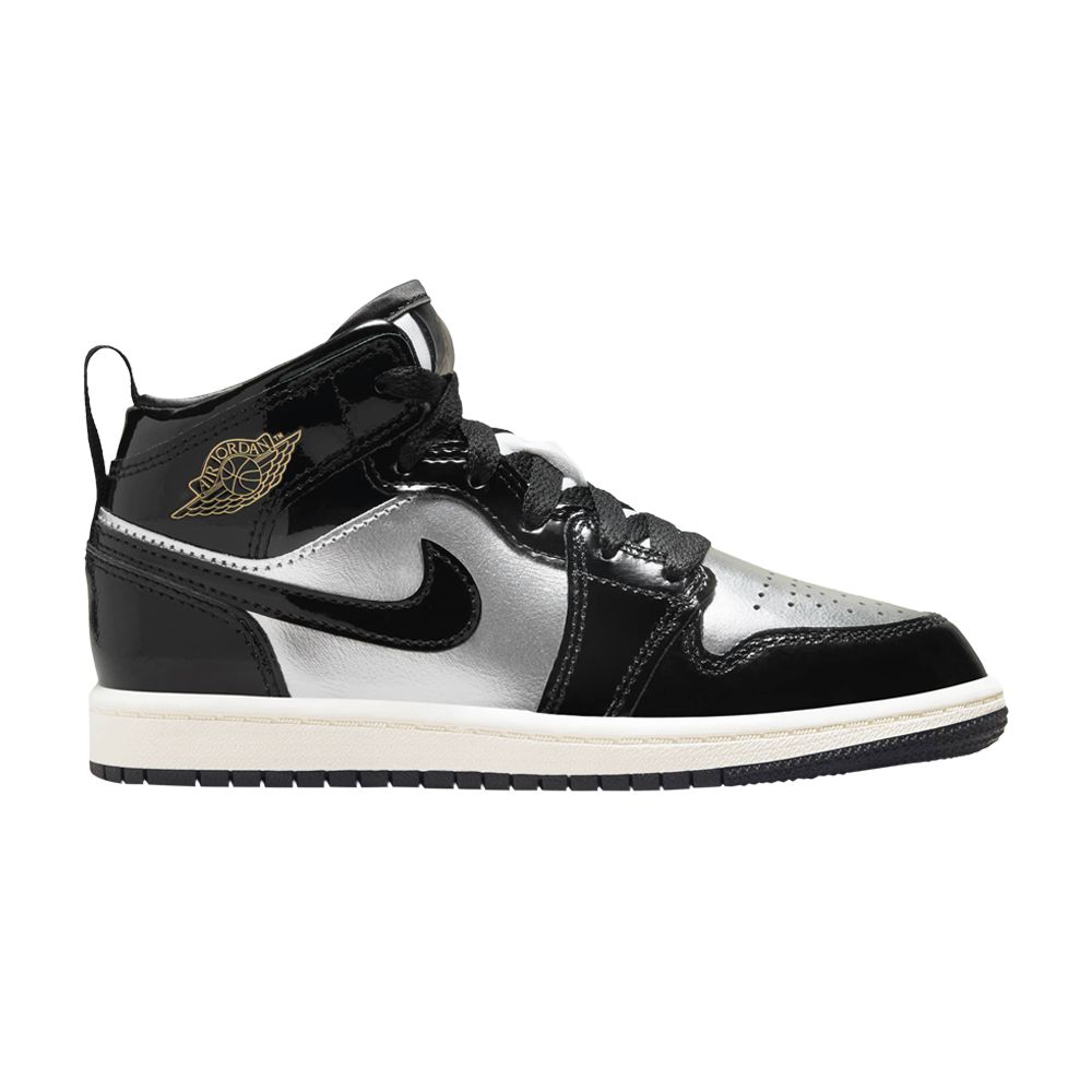 Pre-owned Air Jordan 1 Mid Se Ps 'black Metallic Silver' | Kid's Size 1