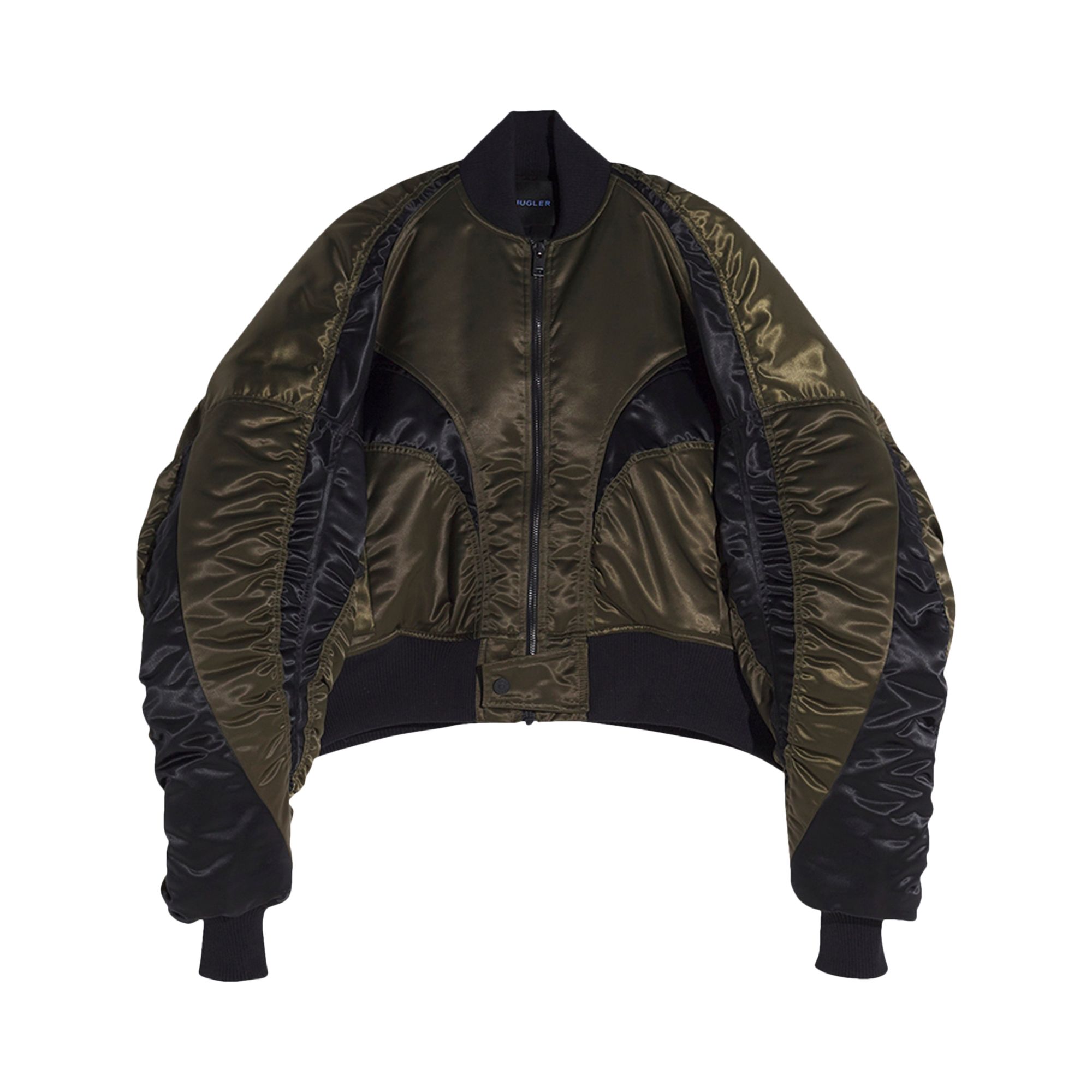 Pre-owned Mugler Satin Bomber Jacket 'military/black' | Women's Size S
