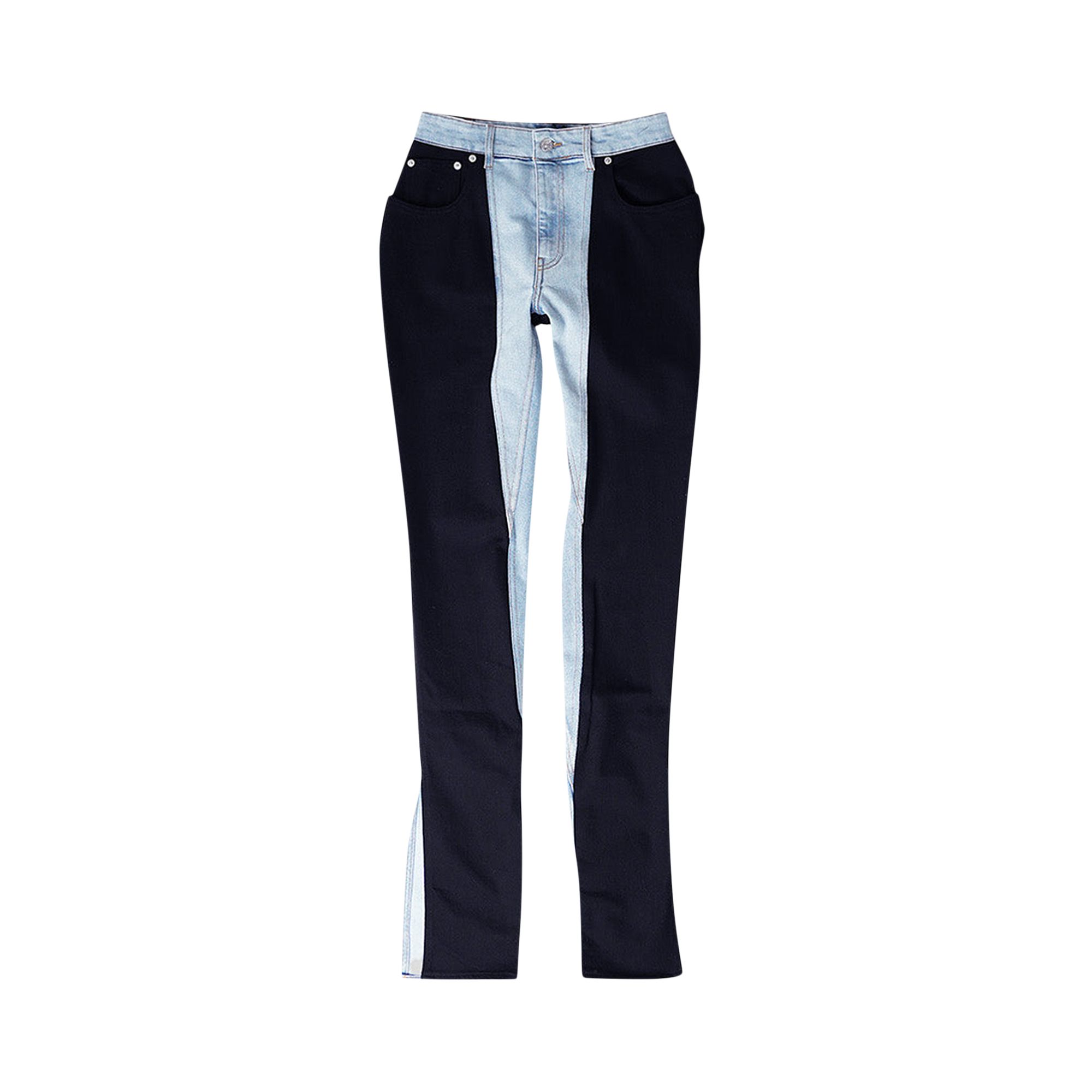 Pre-owned Mugler Bi-color Skinny Jeans 'tokyo Blue/black' | Women's Size 26