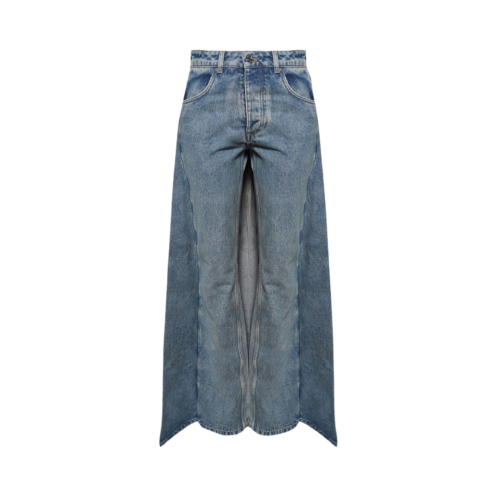 Pre-owned Jean Paul Gaultier X Shayne Oliver Fishtail Wide Leg Pants 'lightblue'