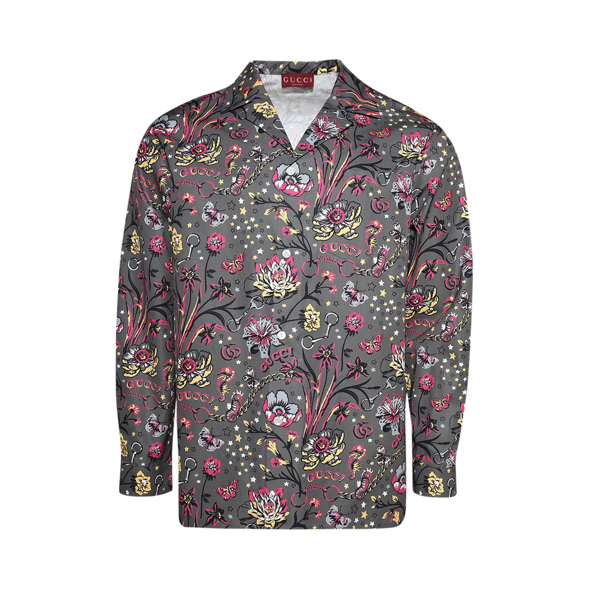 Pre-owned Gucci Floral Punk Print Shirt 'stone/magenta' | Multi-color | Men's Size 54