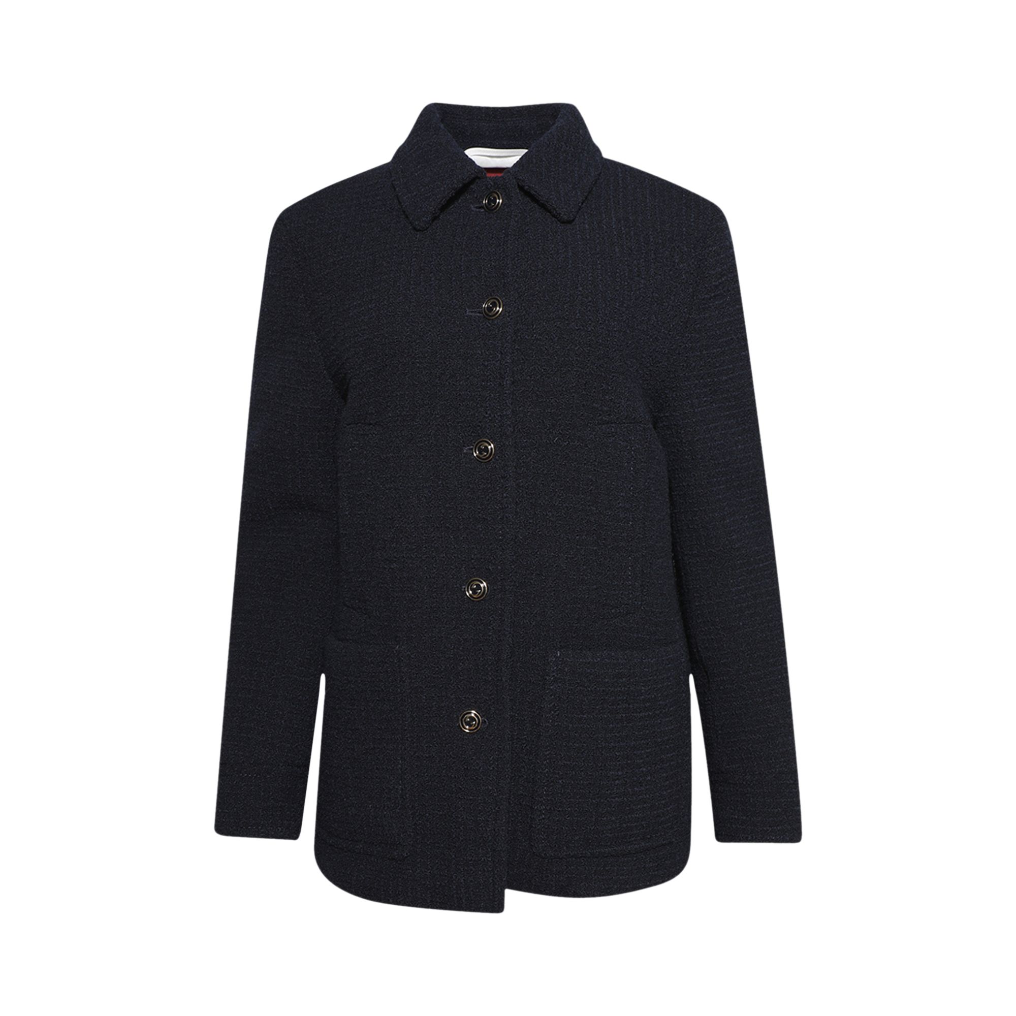 Pre-owned Gucci Checked Boucle Wool Coat 'night Sky' | Black | Women's Size 40