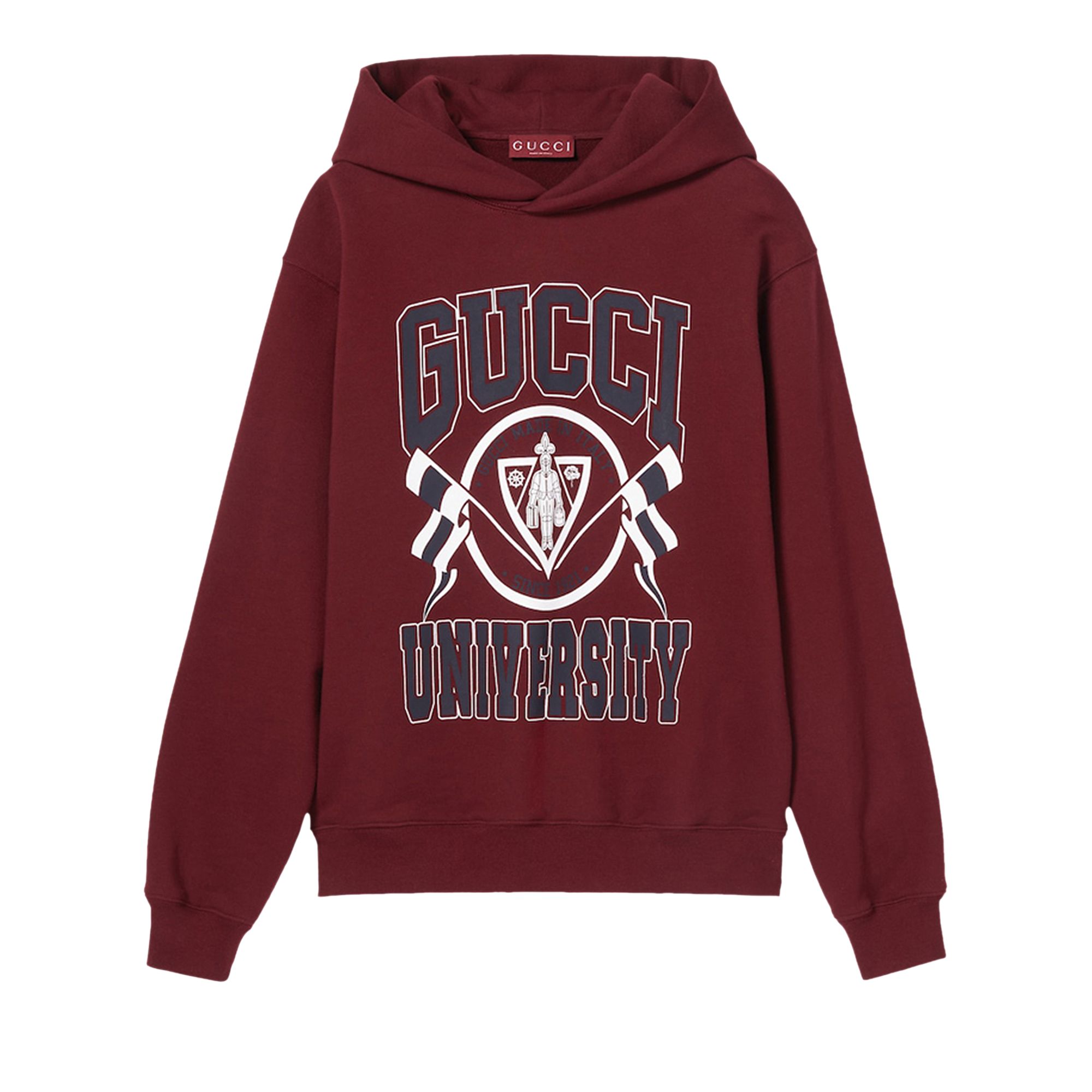 Pre-owned Gucci Printed Jersey Hoodie 'rosso Ancora' | Red | Men's Size L