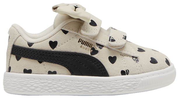 Puma Suede Classic Re Bow Velcro Toddler Hearts   Alpine Snow Black