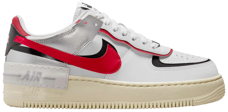 Nike Wmns Air Force 1 Shadow White Red Metallic Silver