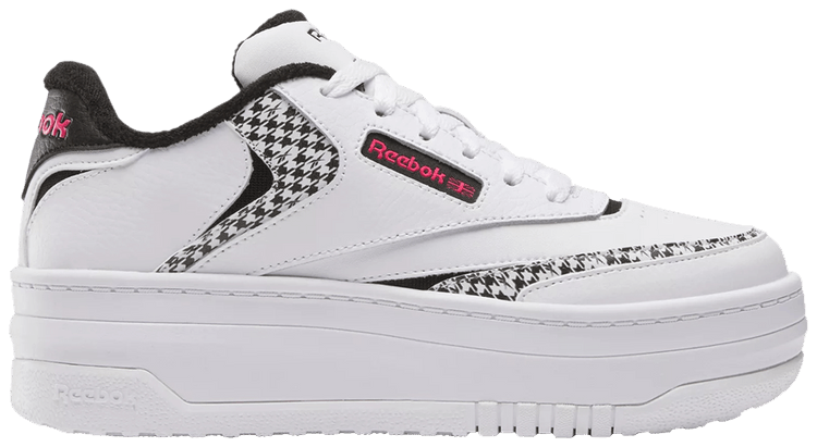 Reebok Club C Extra Big Kid Black Pink Houndstooth