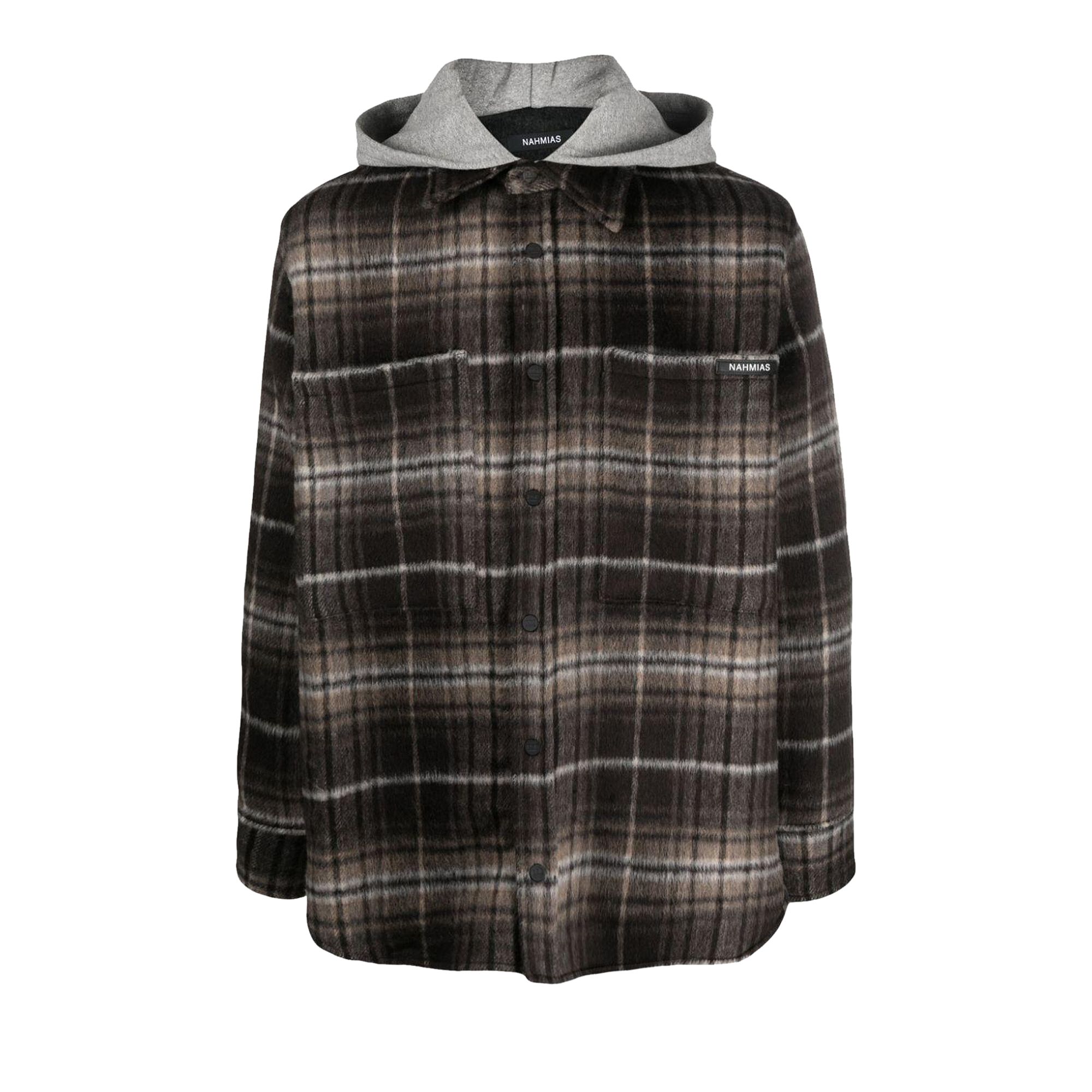 Pre-owned Nahmias Hooded Flannel Shirt 'brown' | Men's Size M