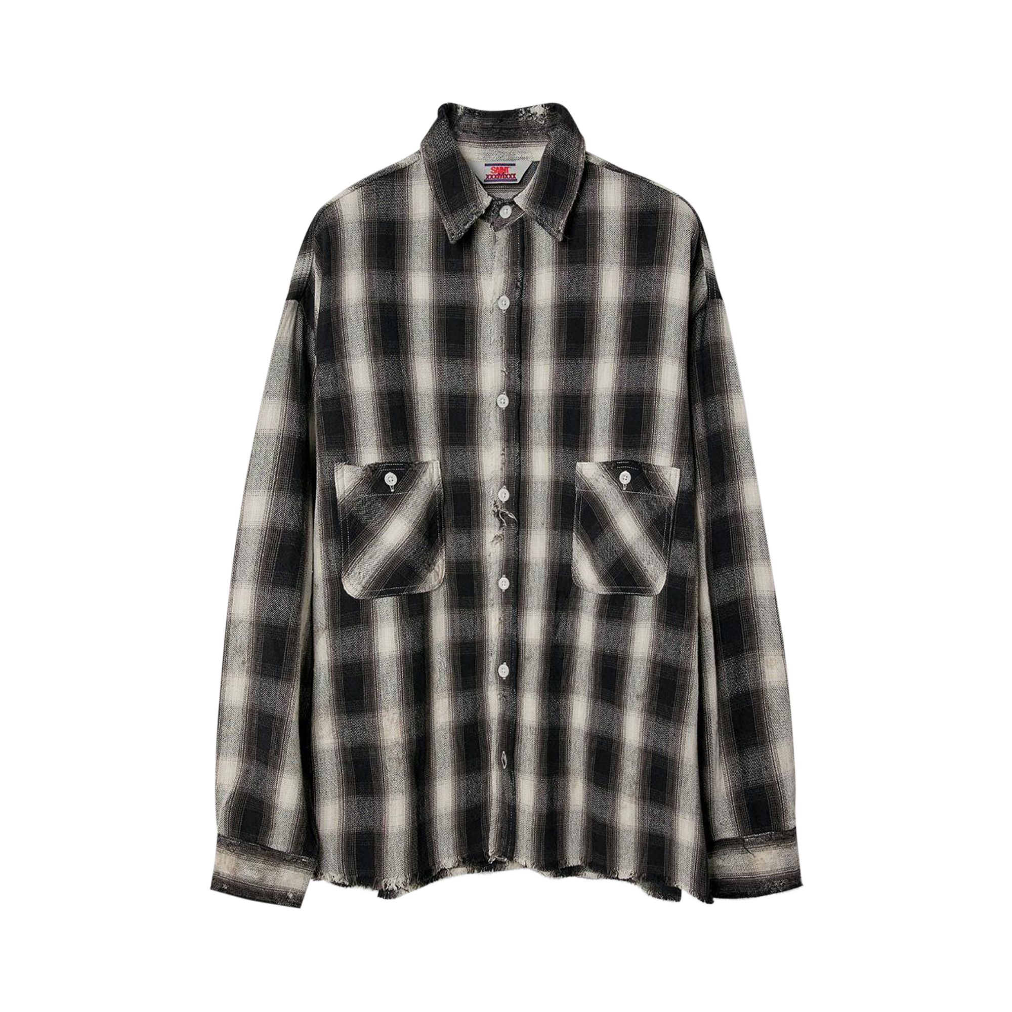 Pre-owned Saint Michael Frnnl Checked Shirt 'black/white' | Men's Size L