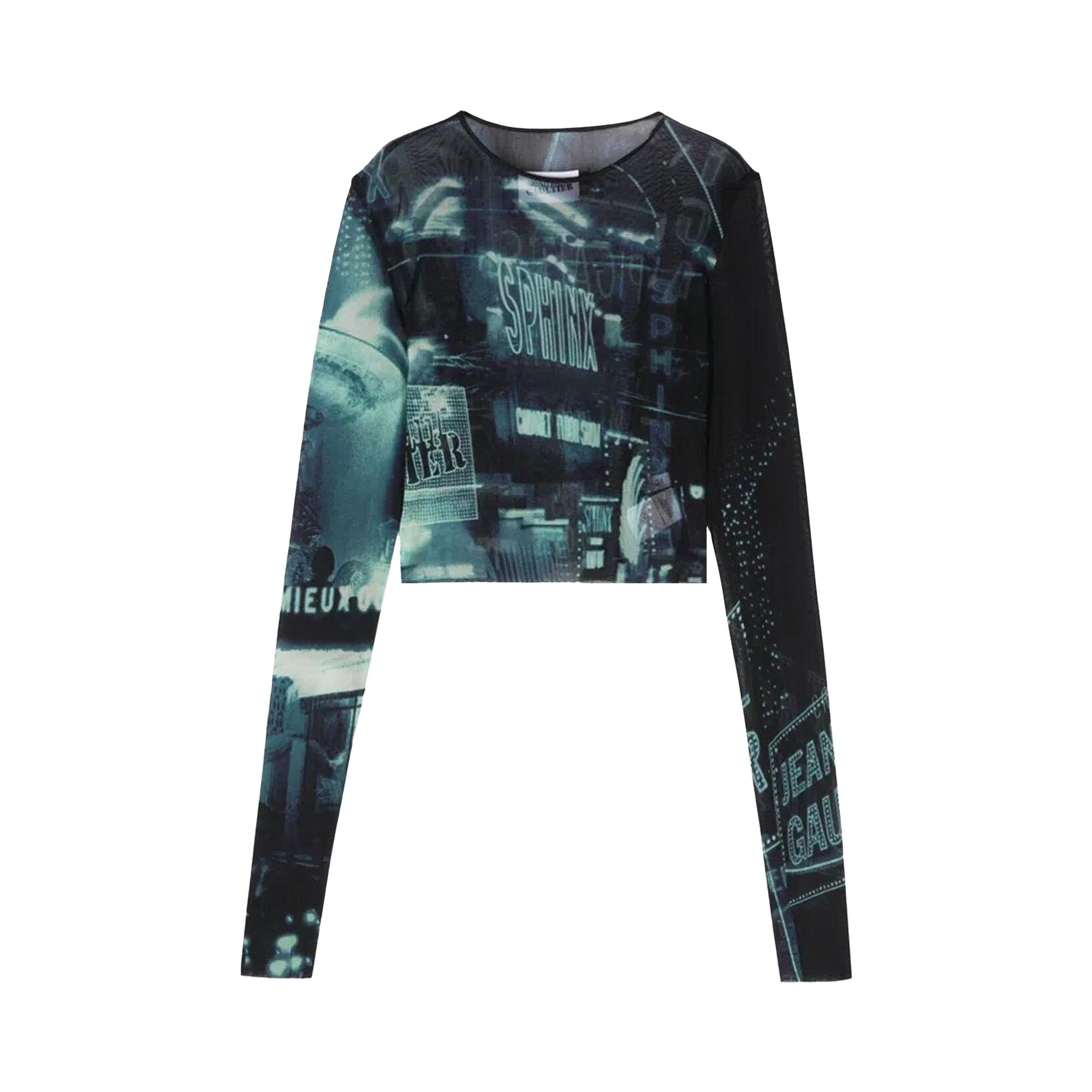 Pre-owned Jean Paul Gaultier Mesh Long-sleeve Crop Top 'pigalle' | Multi-color | Women's Size L