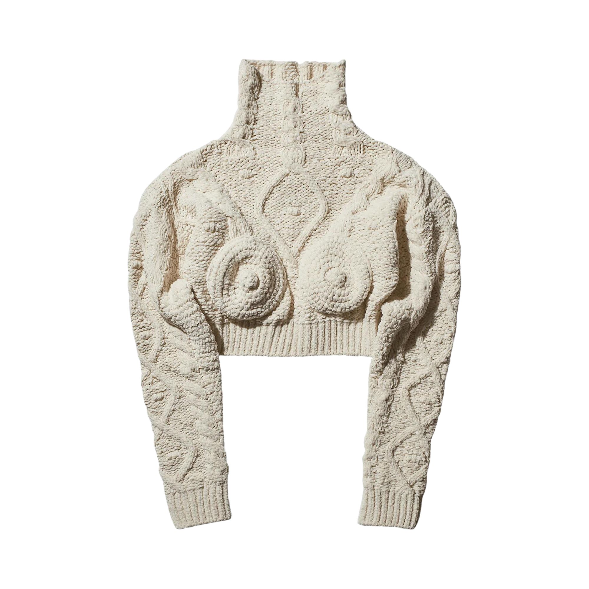 Pre-owned Jean Paul Gaultier Madonna Knitted Breast Sweater 'cream' | White | Women's Size M