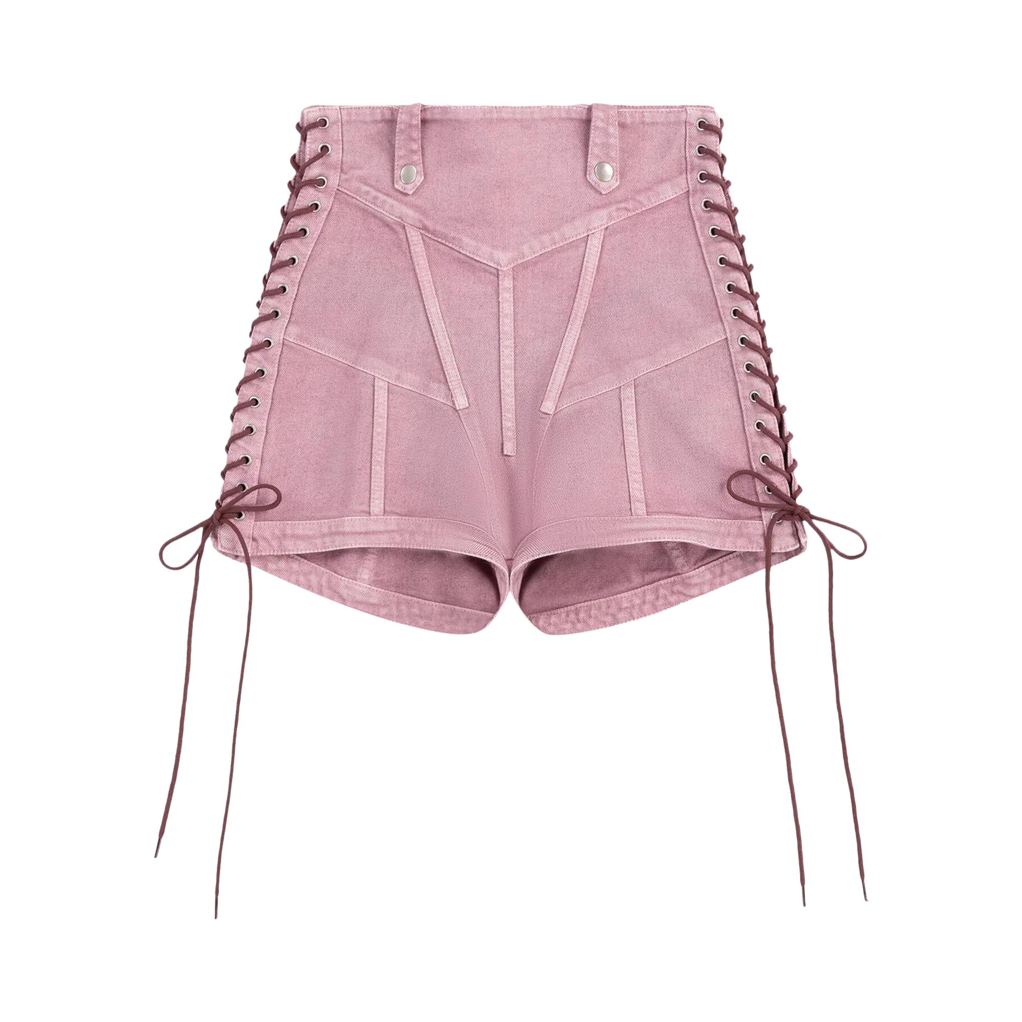 Pre-owned Jean Paul Gaultier X Knwls Washed Laced High Waisted Mini Short 'lilac' | Purple | Women's Size 34