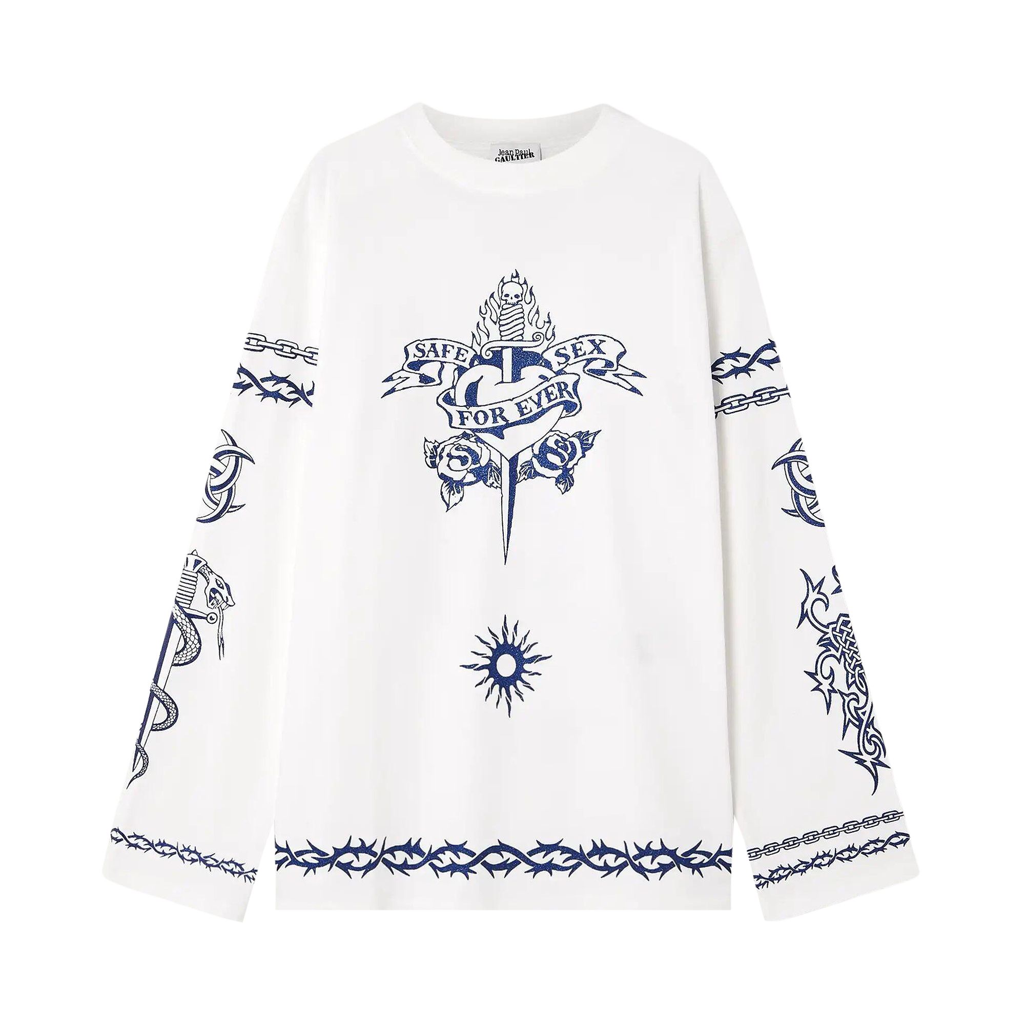 Pre-owned Jean Paul Gaultier Safe Sex Long-sleeve T-shirt 'white'
