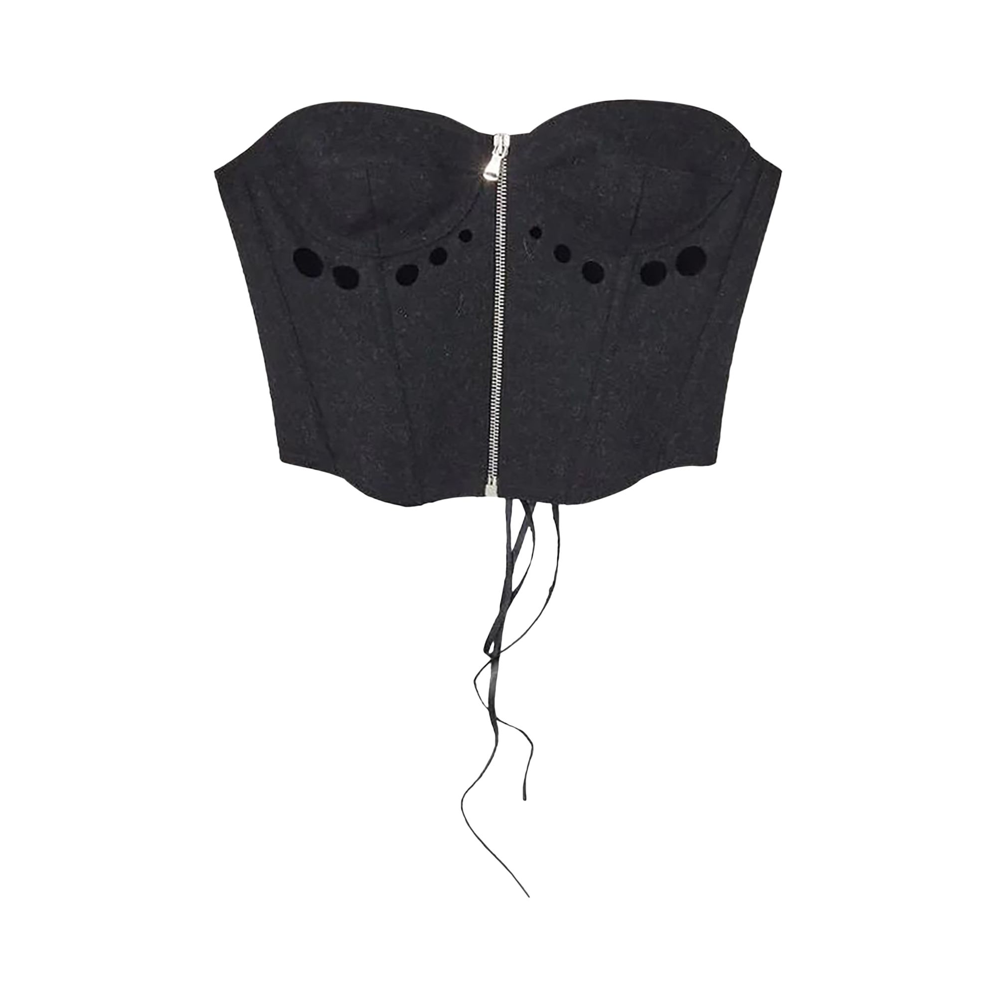 Pre-owned Jean Paul Gaultier Center Zip Bustier Top 'dark Grey' | Women's Size 40