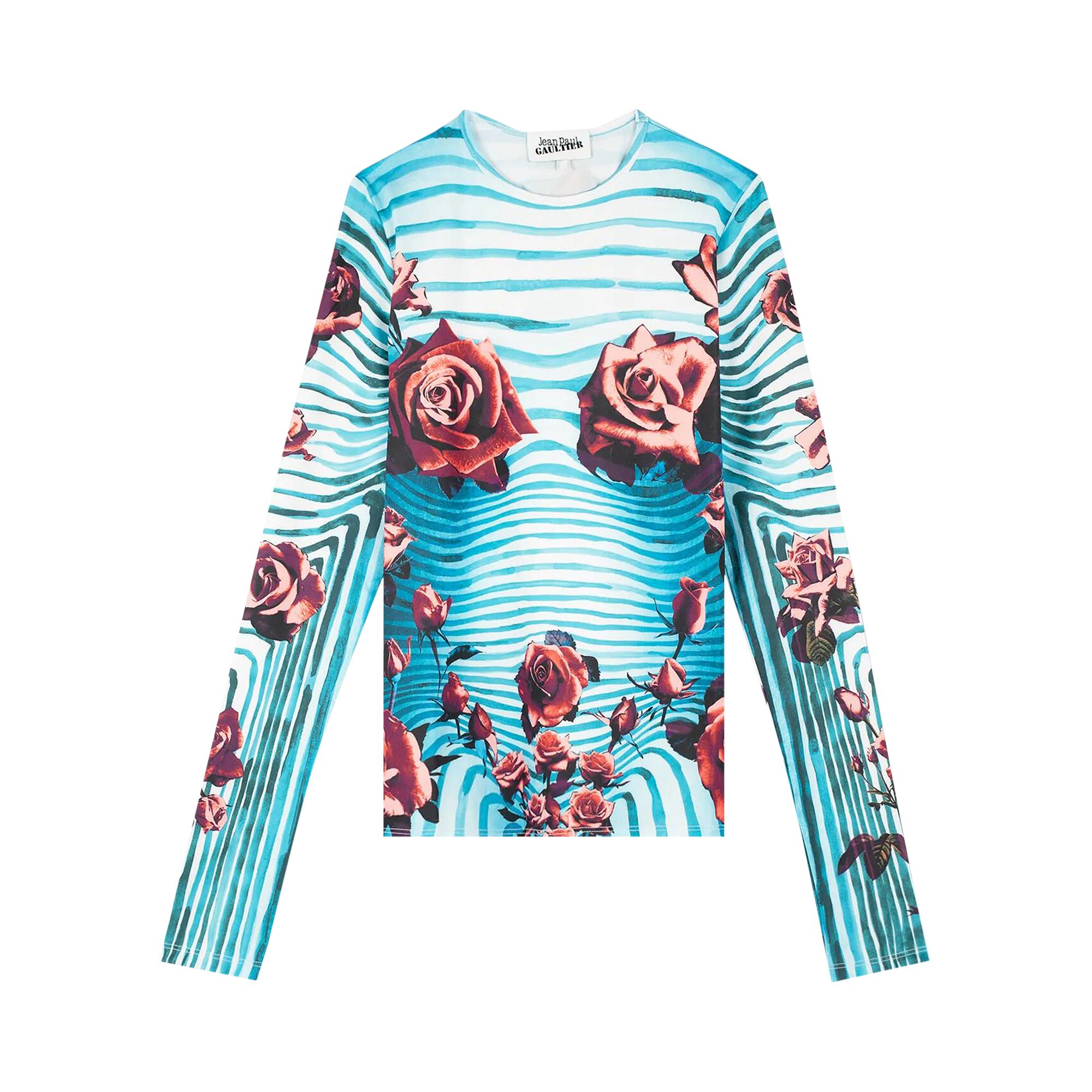 Pre-owned Jean Paul Gaultier Flower Body Morphing Long-sleeve Top 'blue/red/white'