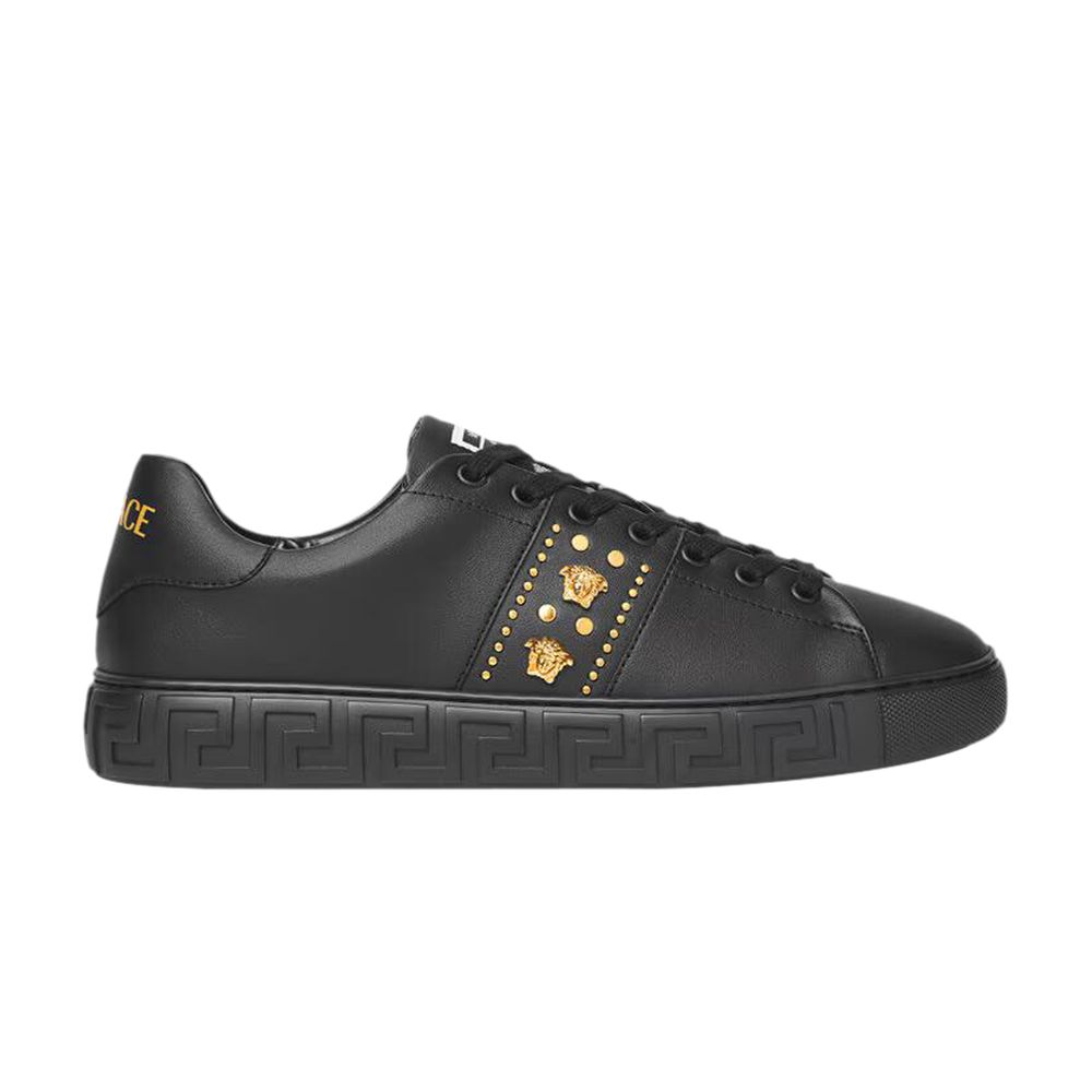 Pre-owned Versace Greca Sneaker 'studded Greek - Black' | Men's Size 44.5