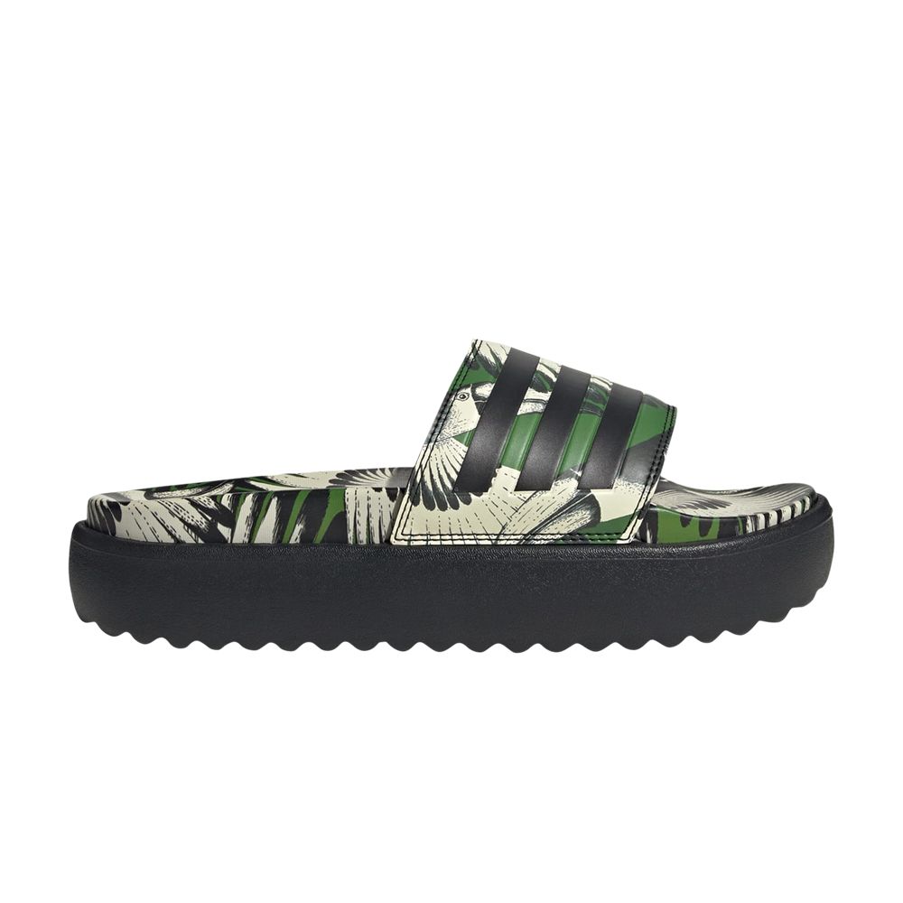 Pre-owned Adidas Originals Adidas Farm Rio X Wmns Adilette Platform Slide 'crew Green Black' | Women's Size 10