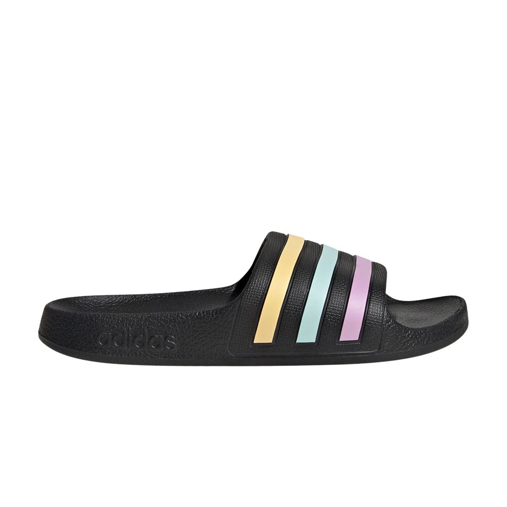 Pre-owned Adidas Originals Adidas Adilette Aqua Slide K 'black Orange Tint Halo Mint' | Kid's Size 1