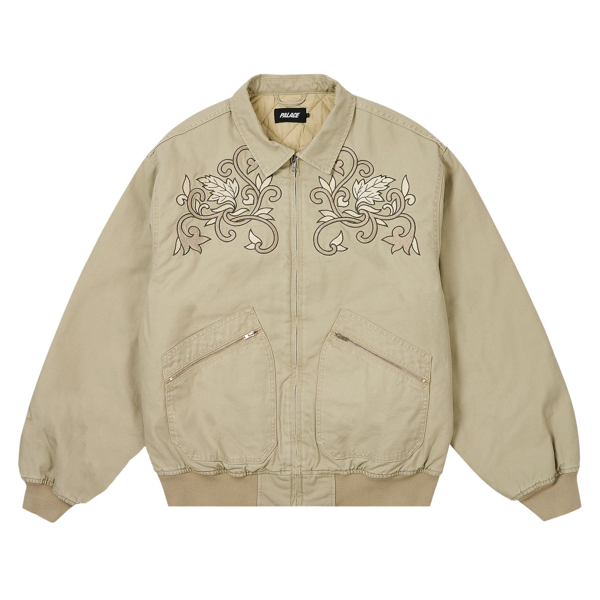 Pre-owned Palace Floral Canvas Bomber Jacket 'stoney Grey' | Men's Size M