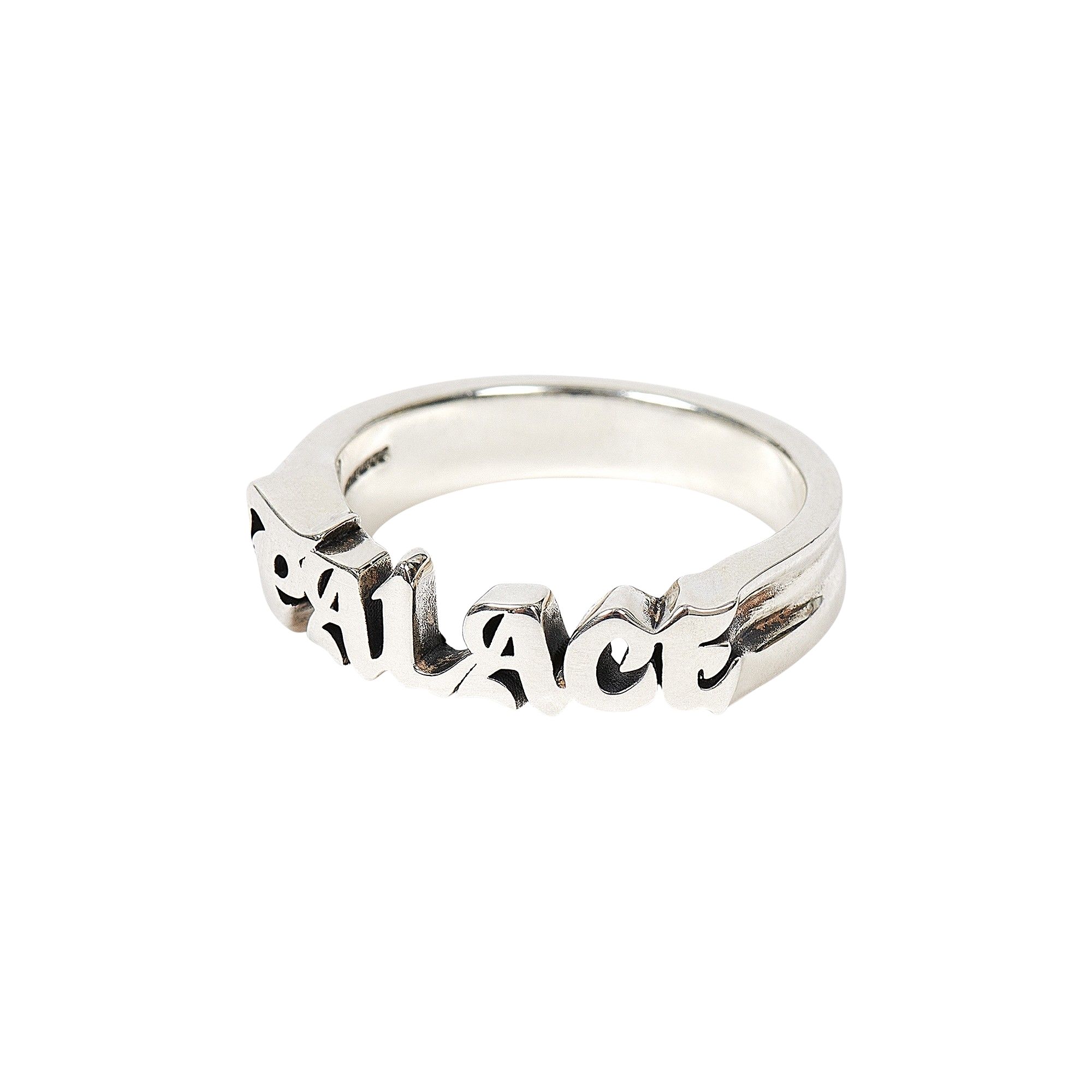 Pre-owned Palace Tgf Old Font Ring 'silver' | Men's Size M
