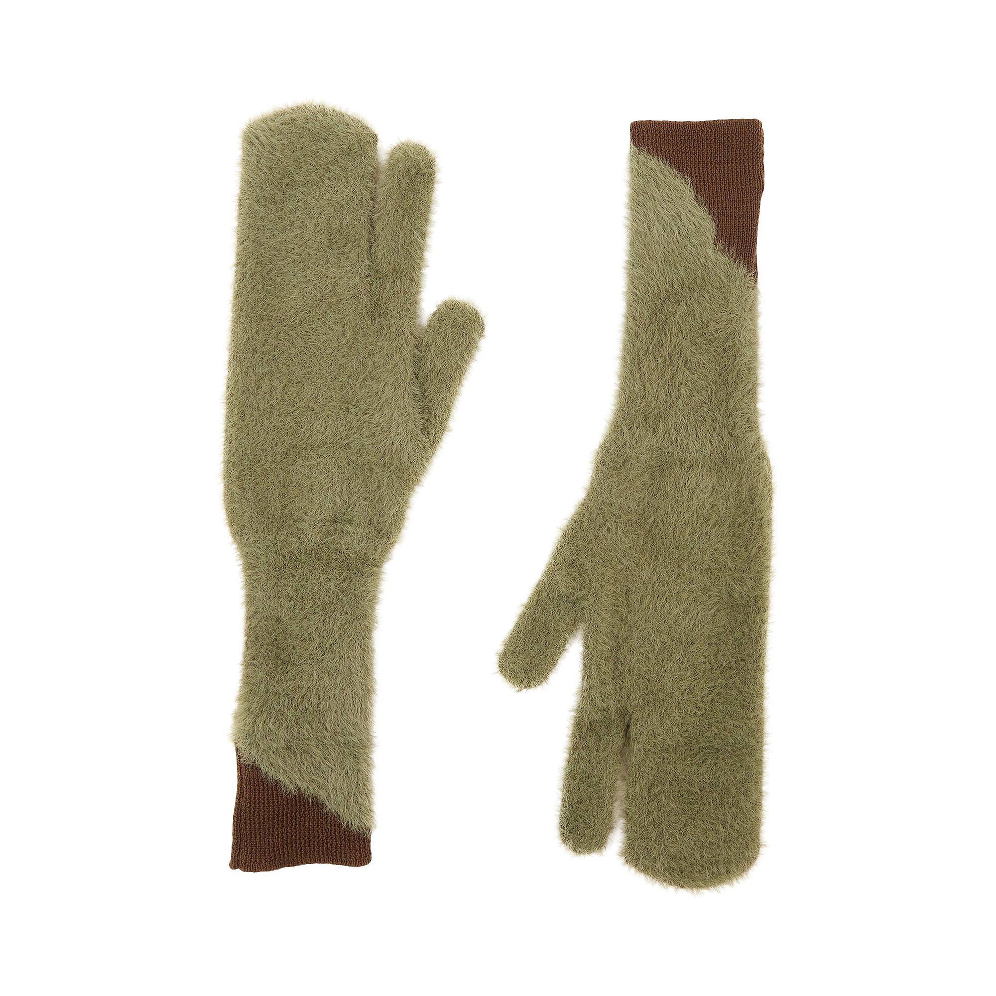 Pre-owned Mm6 Maison Margiela Wool Blend Gloves 'moss' | Green | Women's Size M