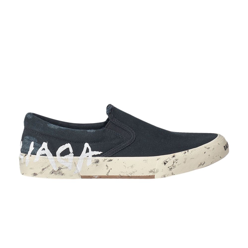 Pre-owned Balenciaga Wmns Paris Slip On 'graffiti - Black' | Women's Size 39