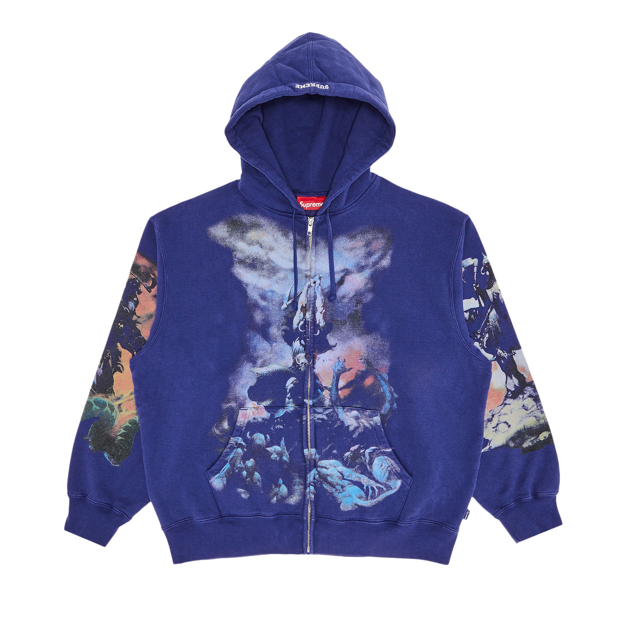 Pre-owned Supreme X Frank Frazetta Zip Up Hooded Sweatshirt 'washed Navy'