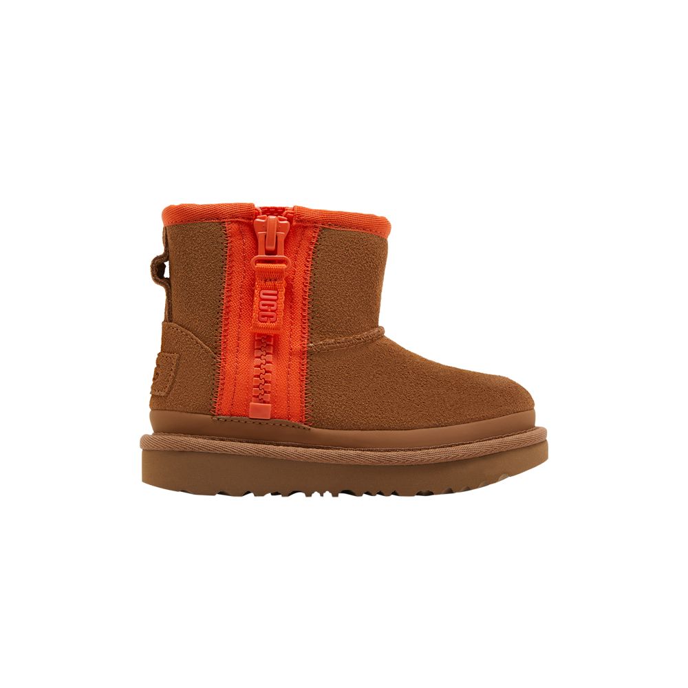Pre-owned Ugg Classic Mini Zipper Tape Logo Boot Toddler 'chestnut' | Brown | Infant Size 10
