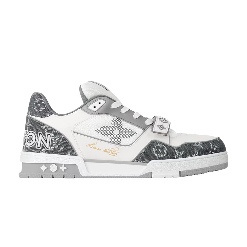 Pre-owned Louis Vuitton Trainer 'velcro Strap - Grey Monogram Denim' In Gray