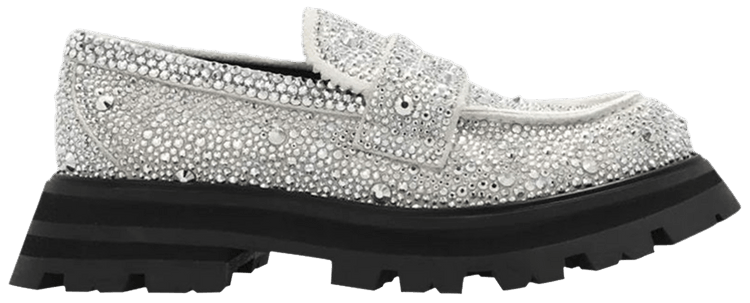Alexander McQueen Wmns Wander Loafer New Ivory Crystal Embellished