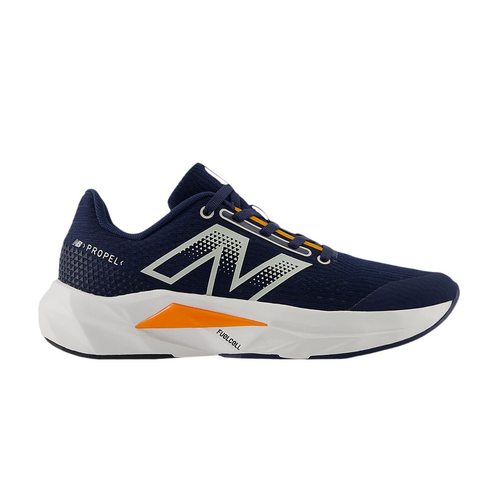 Pre-owned New Balance Fuelcell Propel V5 Big Kid 'navy Sun Glow' | Blue | Kid's Size 5.5