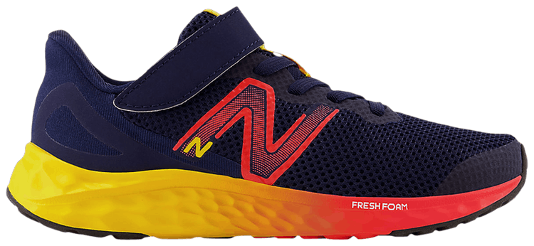 New Balance Fresh Foam Arishi v4 Bungee Lace Top Strap Little Kid Navy Electric Red Egg Yolk
