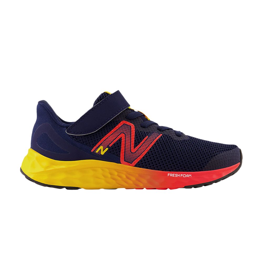 Pre-owned New Balance Fresh Foam Arishi V4 Bungee Lace Top Strap Little Kid 'navy Electric Red Egg Yolk' | Blu