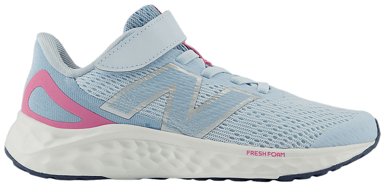New Balance Fresh Foam Arishi v4 Bungee Lace Top Strap Little Kid Quarry Blue Real Pink
