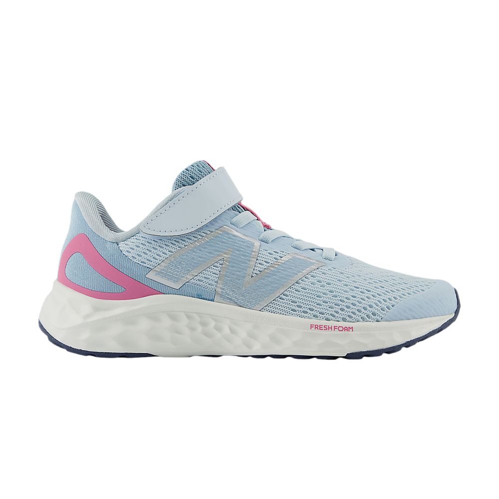 Pre-owned New Balance Fresh Foam Arishi V4 Bungee Lace Top Strap Little Kid 'quarry Blue Real Pink' | Kid's Si