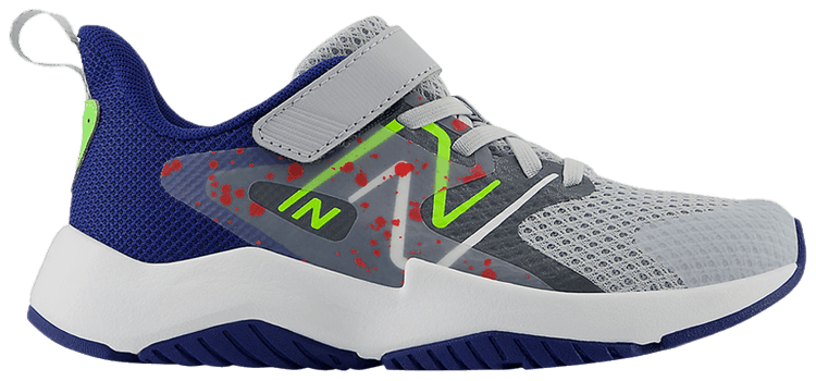New Balance Rave Run v2 Bungee Lace Top Strap Big Kid Paint Splatter Pack   Granite Inkwell Green