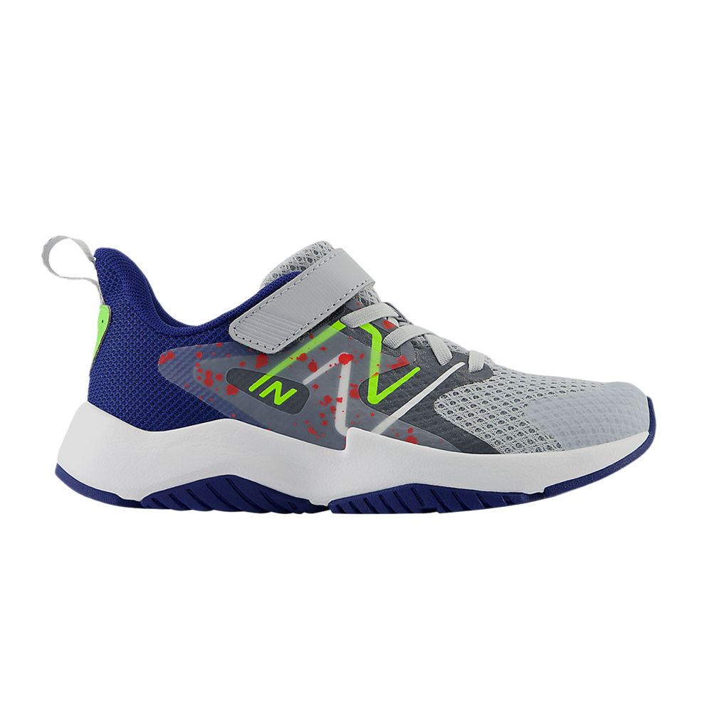 Pre-owned New Balance Rave Run V2 Bungee Lace Top Strap Big Kid 'paint Splatter Pack - Granite Inkwell Green' In Gray