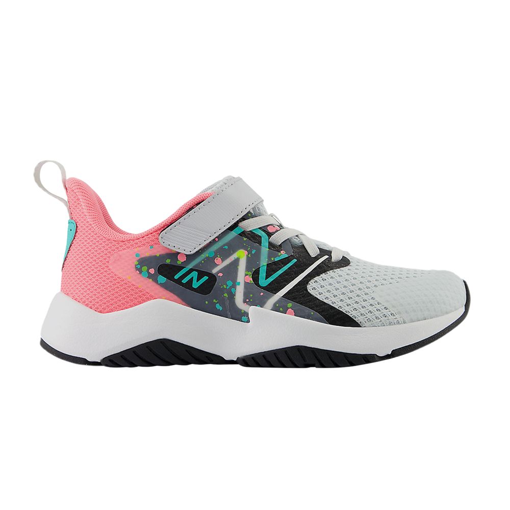 New Balance Rave Run v2 Bungee Lace Top Strap Big Kid 'Paint Splatter Pack - Quartz Grey Pink Cyber Jade' | Kid's Size 3 - YTRAVKP2