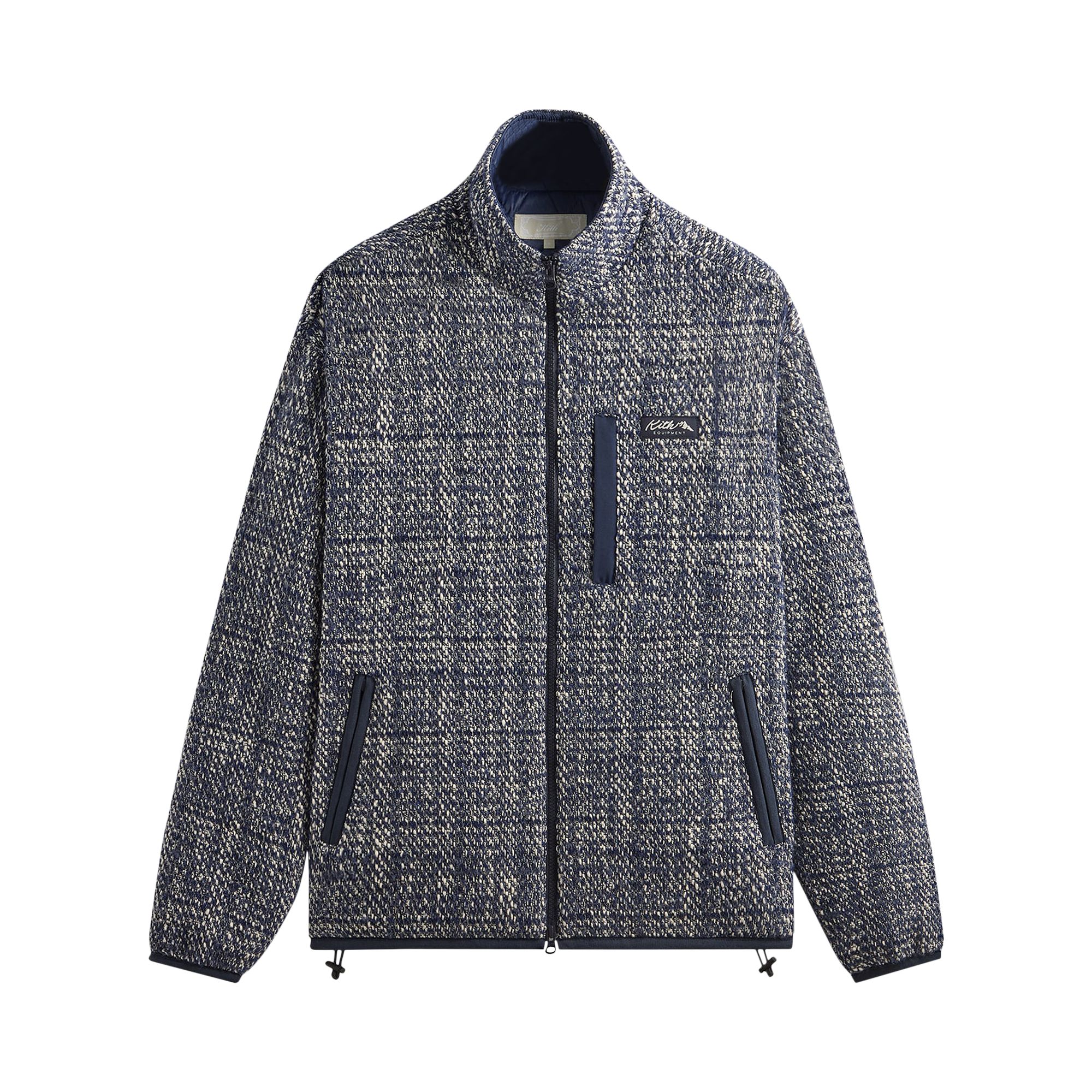 Pre-owned Kith Textured Tweed Claremont Full Zip 'cave' | Blue | Men's Size Xs