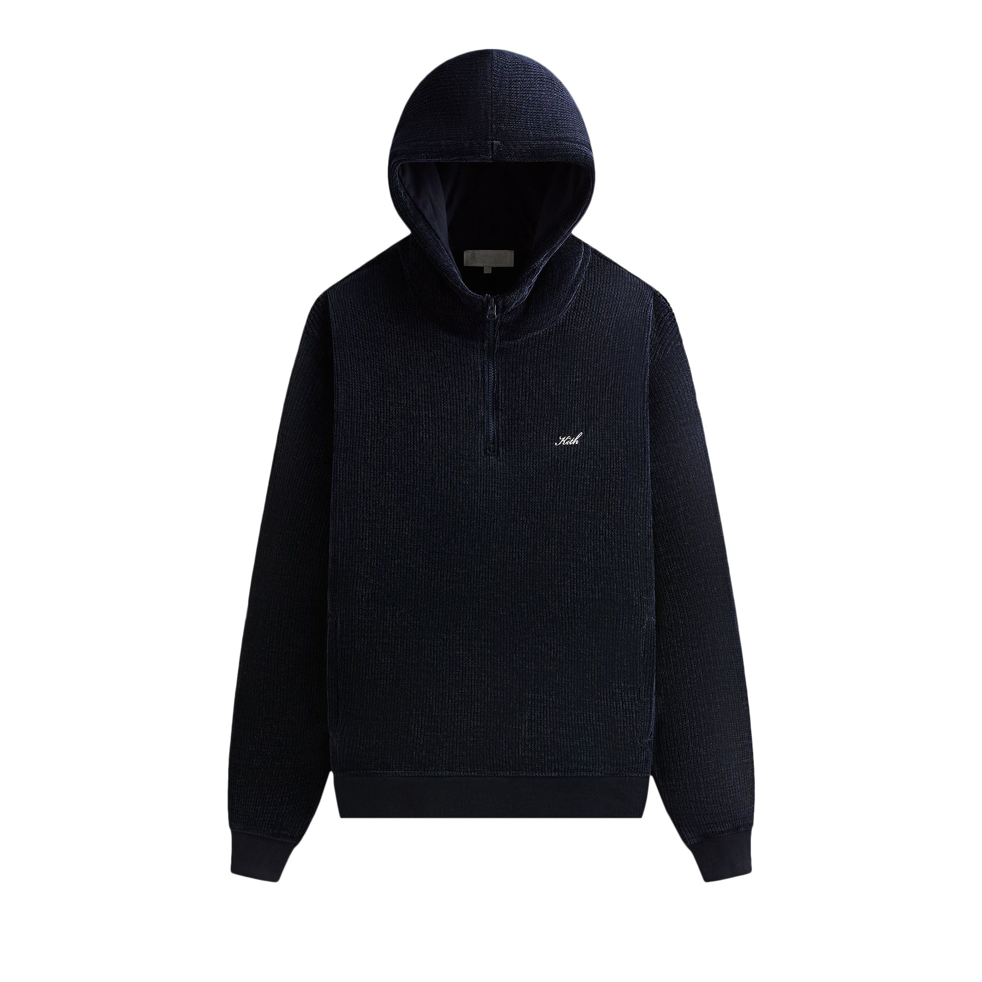 Pre-owned Kith Bonded Waffle Coleman Quarter Zip Hoodie 'nocturnal' | Blue | Men's Size L